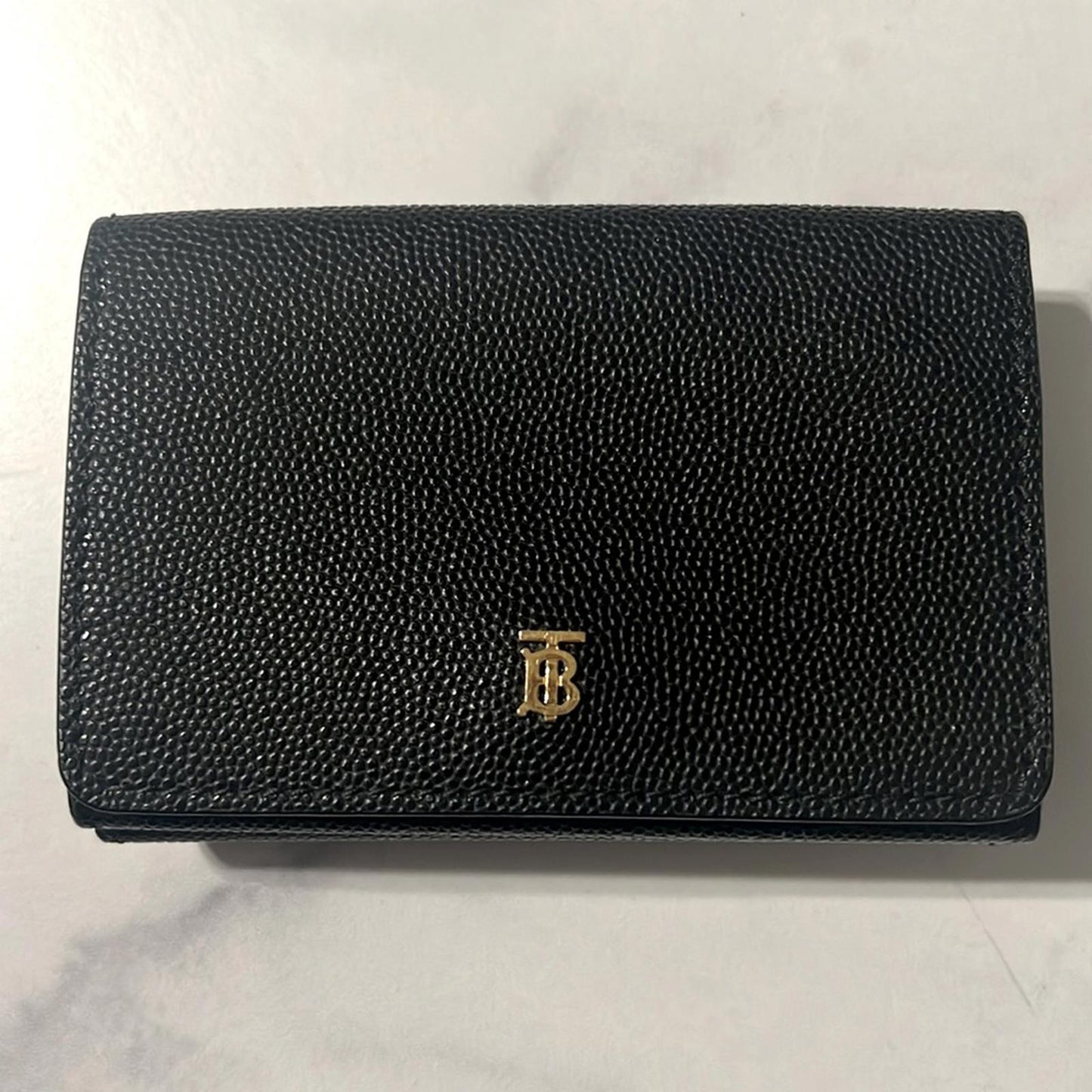 Burberry Pebbled Leather Lark TB Compact Wallet in Black EXCELLENT!