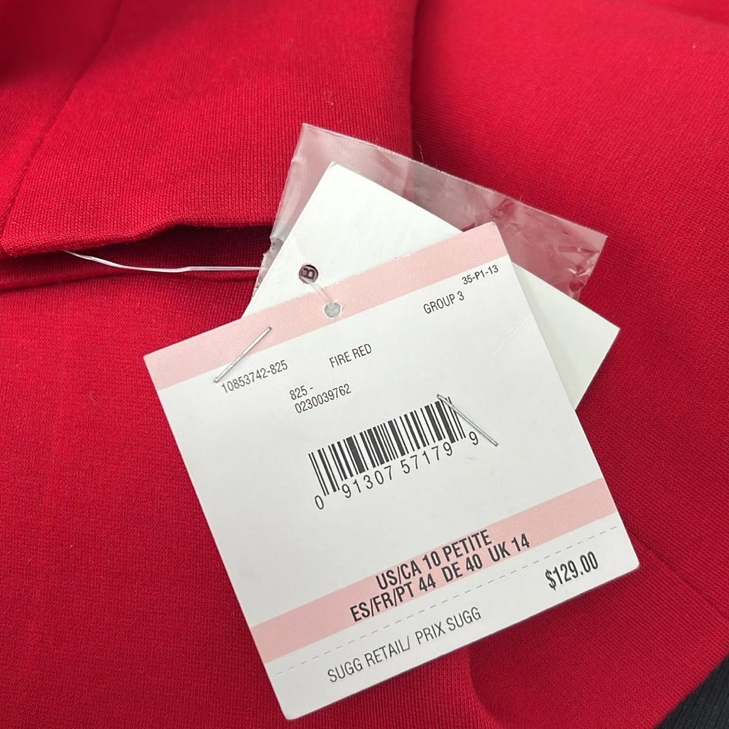 Kasper Zip Cuff Notched Collar One-Button Blazer in Red Petite Size 10, New $129