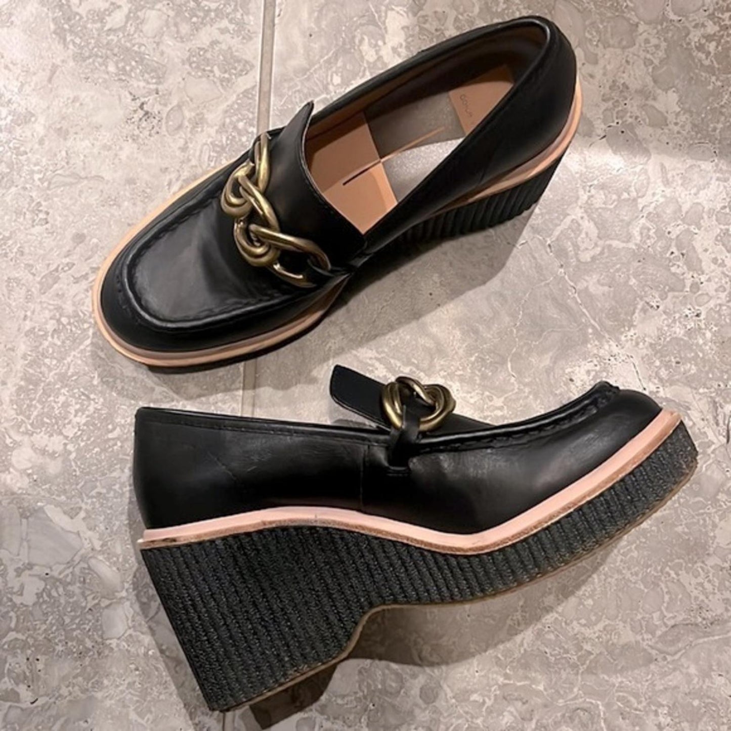 Dolce Vita Brenan Slip On Loafer Pumps, Black Wedge Size 8.5M in Original Box