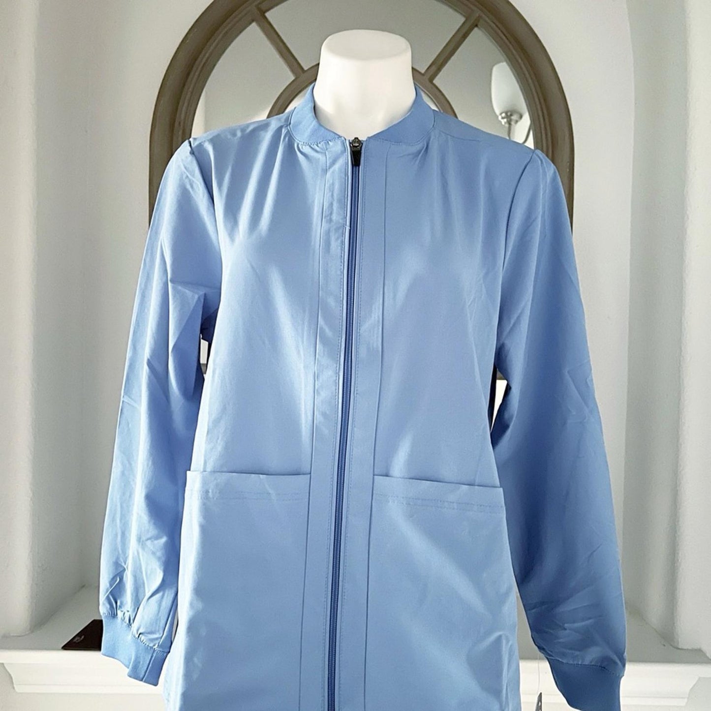 ADAR Addition Scrubs Zippered Bomber Scrub Jacket, Cell Blue, Size XL New w/Tag