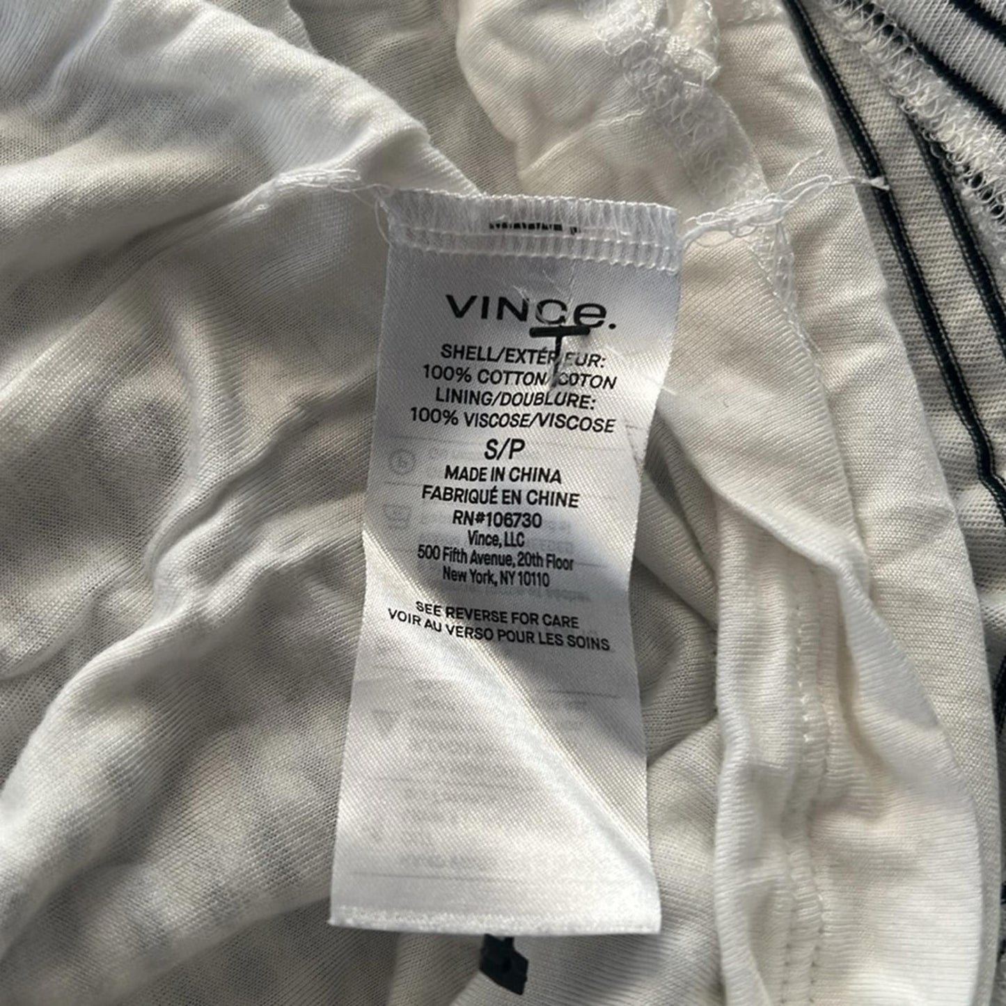 Vince Classic Stripe Side-Tie Dress, White/Black Size S EXCELLENT! Retail $225