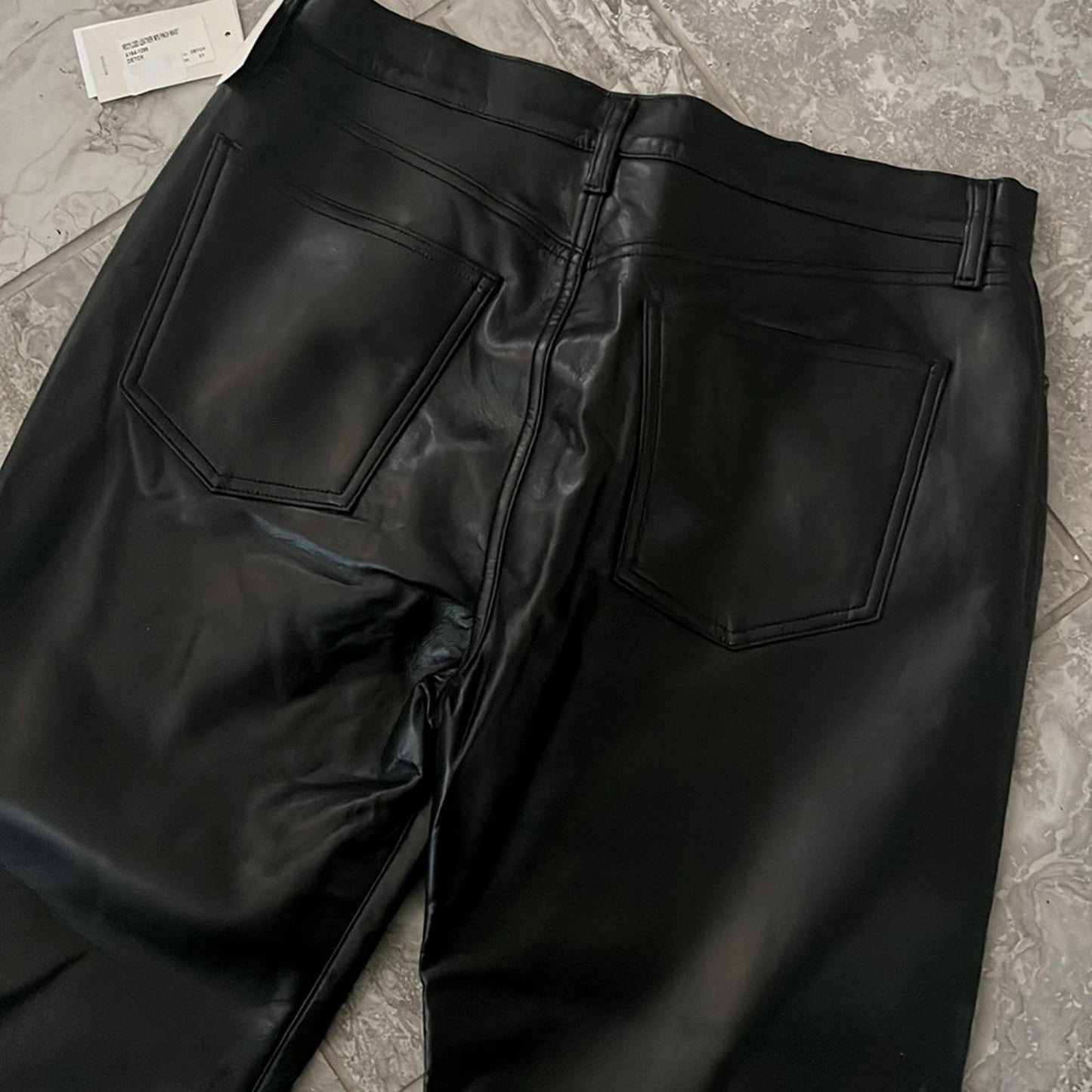 AGOLDE Recycled Leather Fitted 90's Pinch Waist Pants in Black, New w/Tag $348