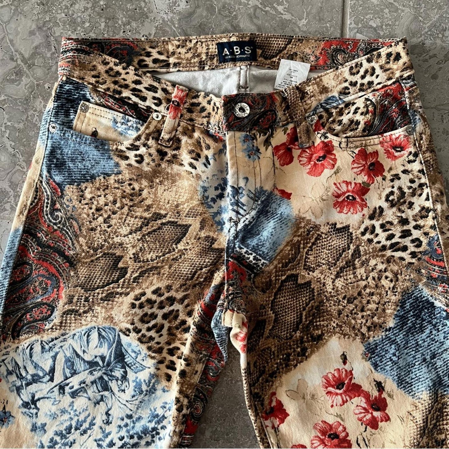 A.B.S. Allen Schwartz Paisley Animal Print Bell-Bottom Pants Size 30 EXCELLENT