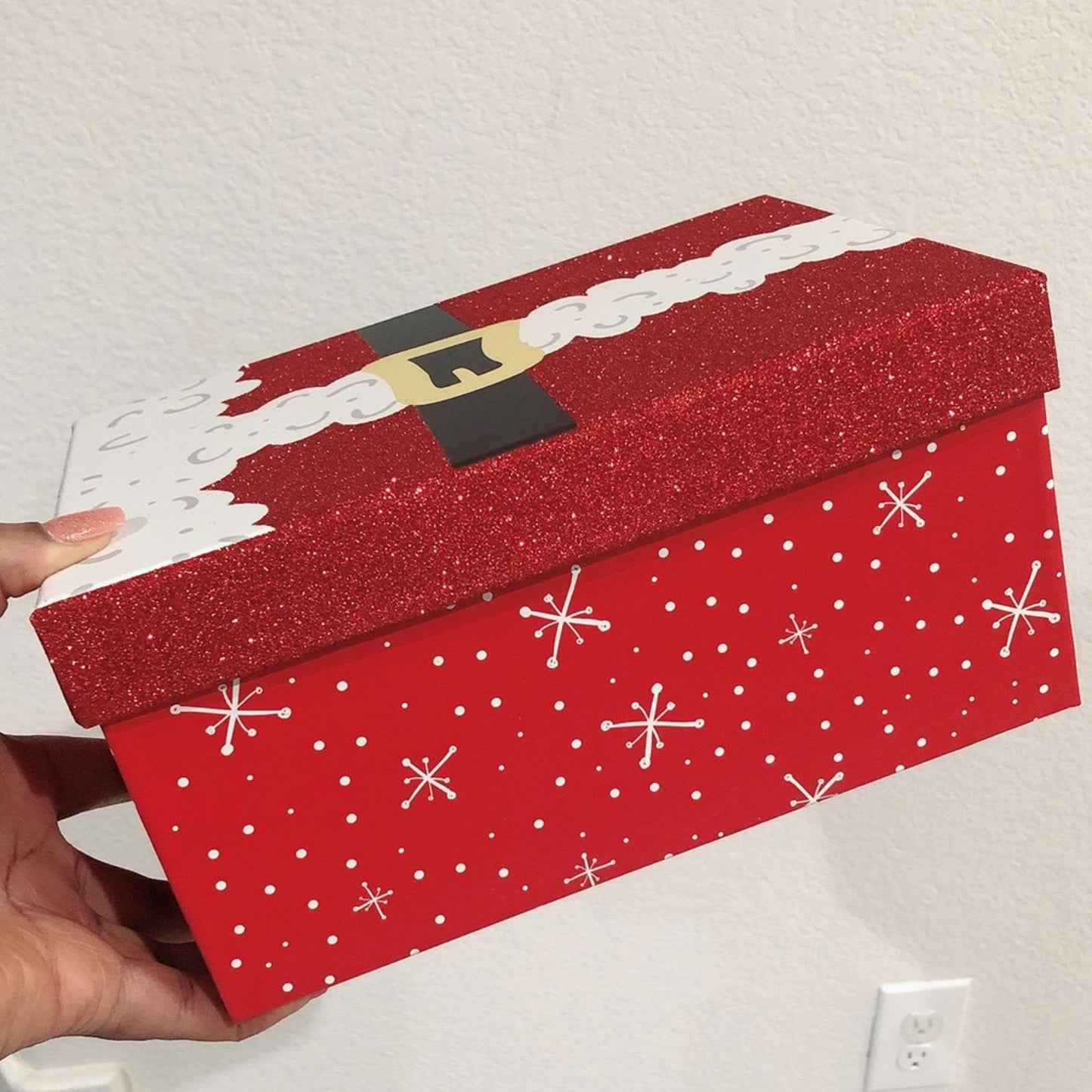 Gift Box Storage Holiday Christmas Santa Snowflake Large Size 11”X7.25”X5.25”