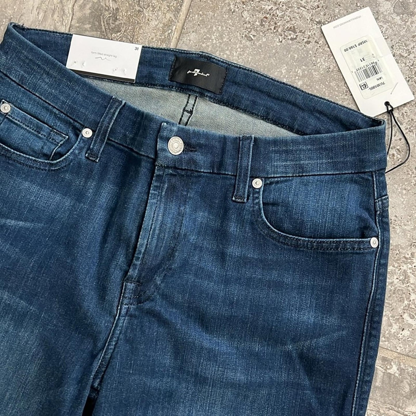 7 For All Mankind Kimmie Mid Rise Slim Straight Jeans in Dian, NEW, Size 31
