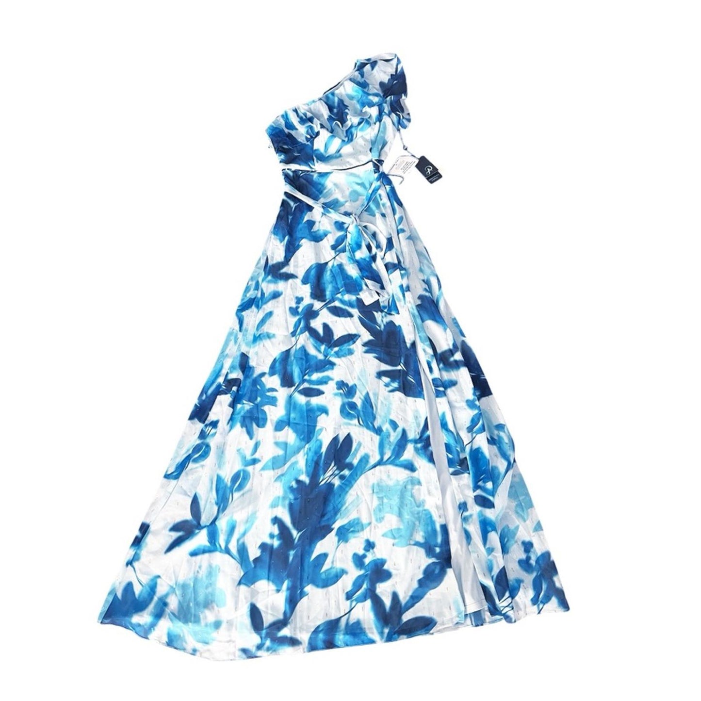 Adrianna Papell One Shoulder Floral Belted Maxi Evening Dress, Size 2 NWT $229