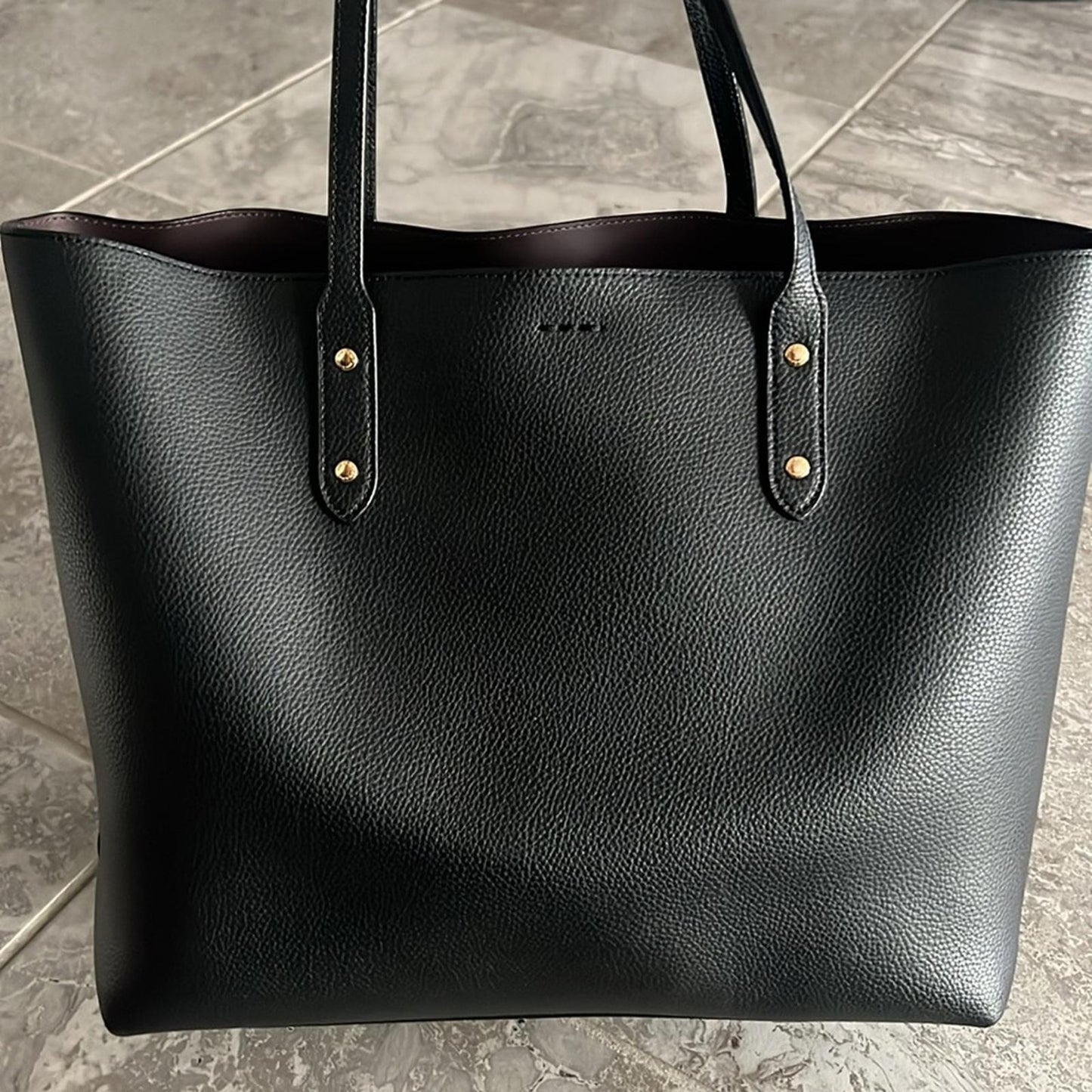 Coach Town Tote Polished Pebbled Leather Black, Code #C2091-72673 EXCELLENT $398