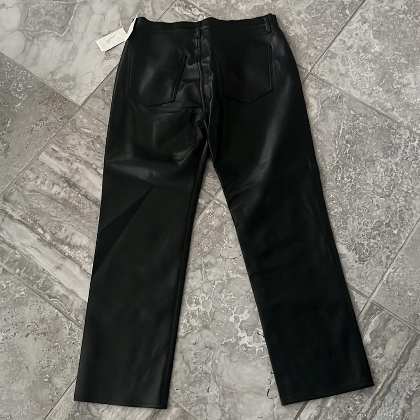 AGOLDE Recycled Leather Fitted 90's Pinch Waist Pants in Black, New w/Tag $348