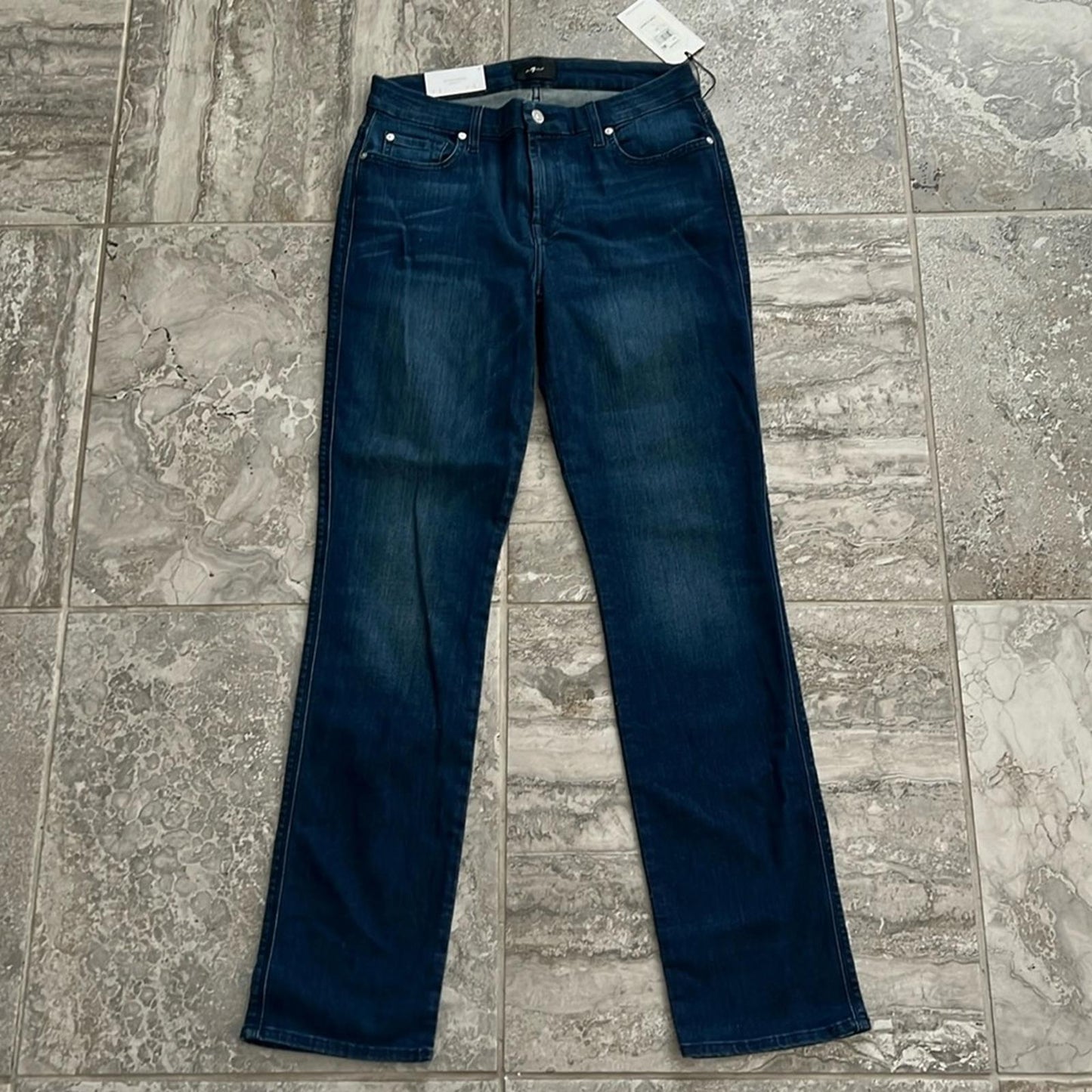 7 For All Mankind Kimmie Mid Rise Slim Straight Jeans in Dian, NEW, Size 31