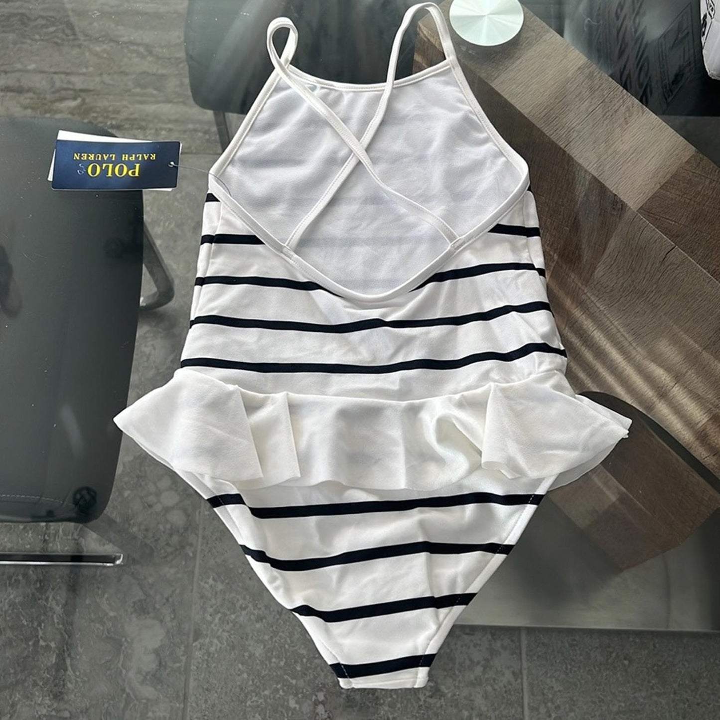 Polo Ralph Lauren Kids Striped Ruffled One-Piece Swimsuit (18M/24M) New w/Tag