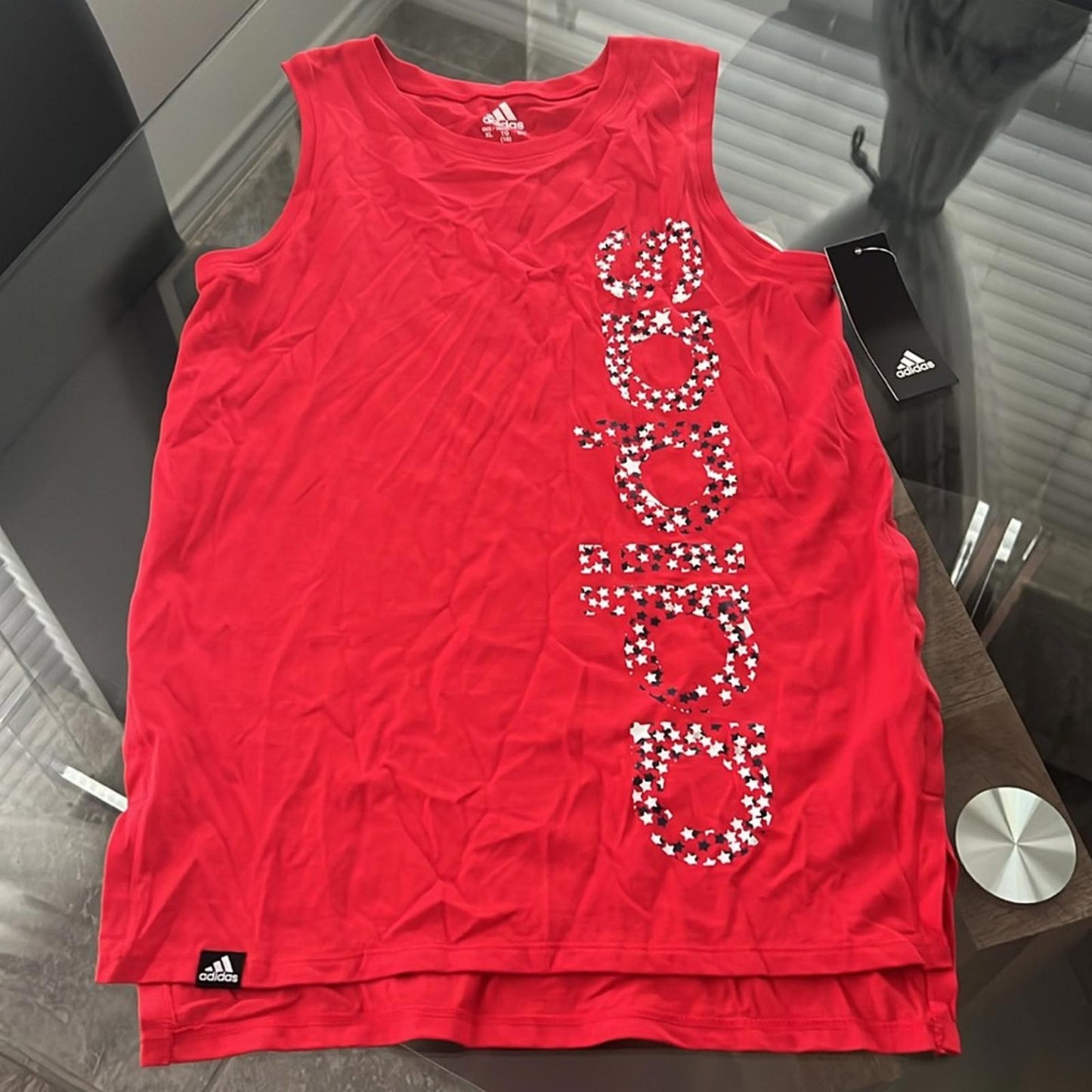 Adidas Girls Muscle Tank in Vivid Red, Size XL (16) New with Tag