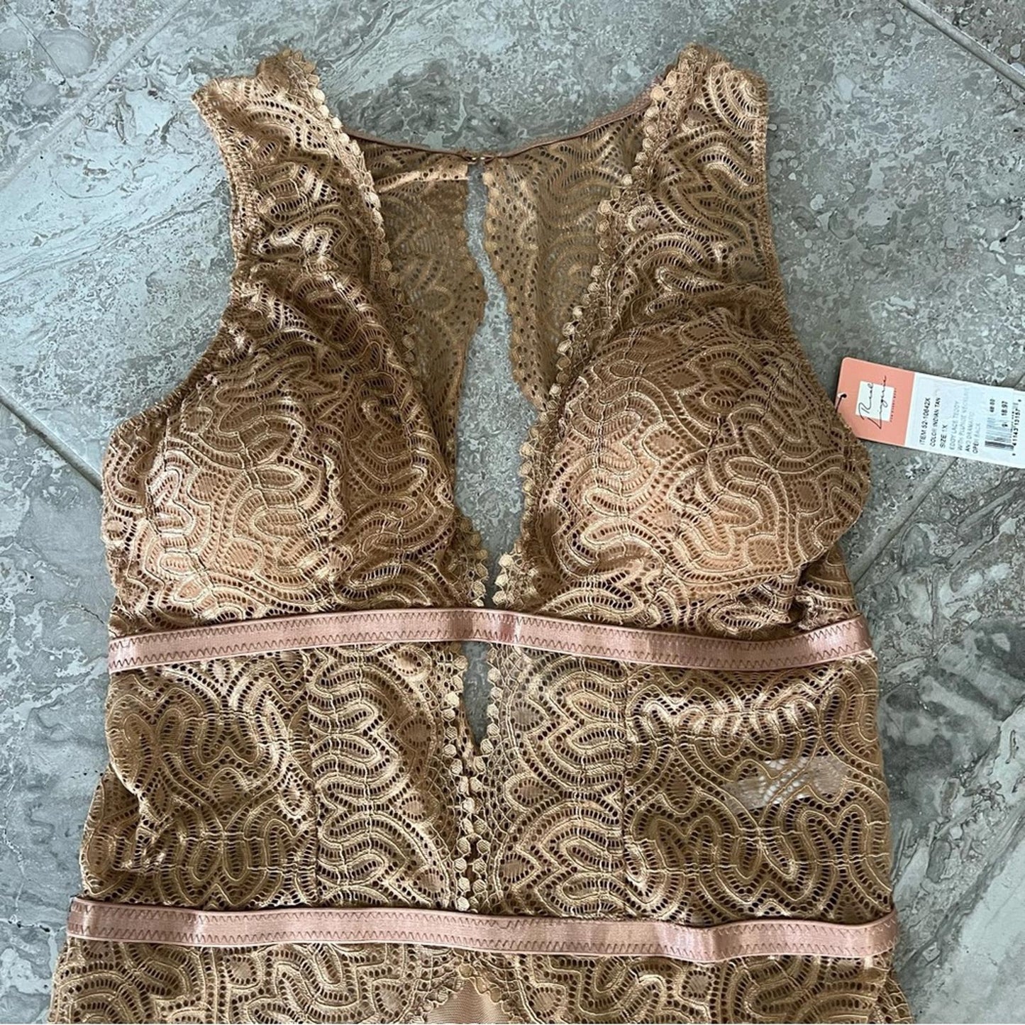 Real Lingerie Lucette Edgy Lace Teddy w/Plunge Neckline & Open Back Size 1X NWT