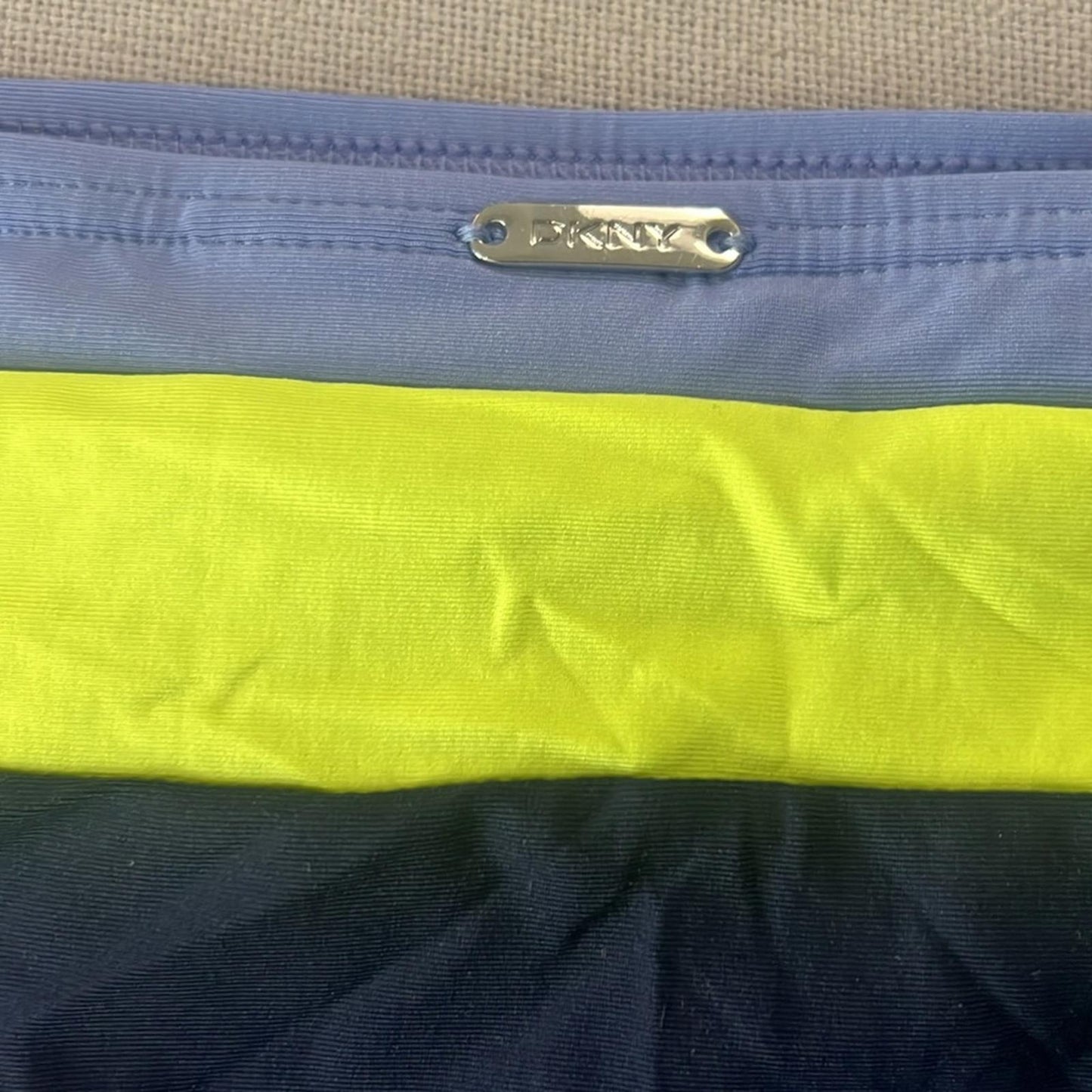 DKNY Navy Color Block Stretch Lined Bikini FullCoverage Swim Bottom Size XXL NWT