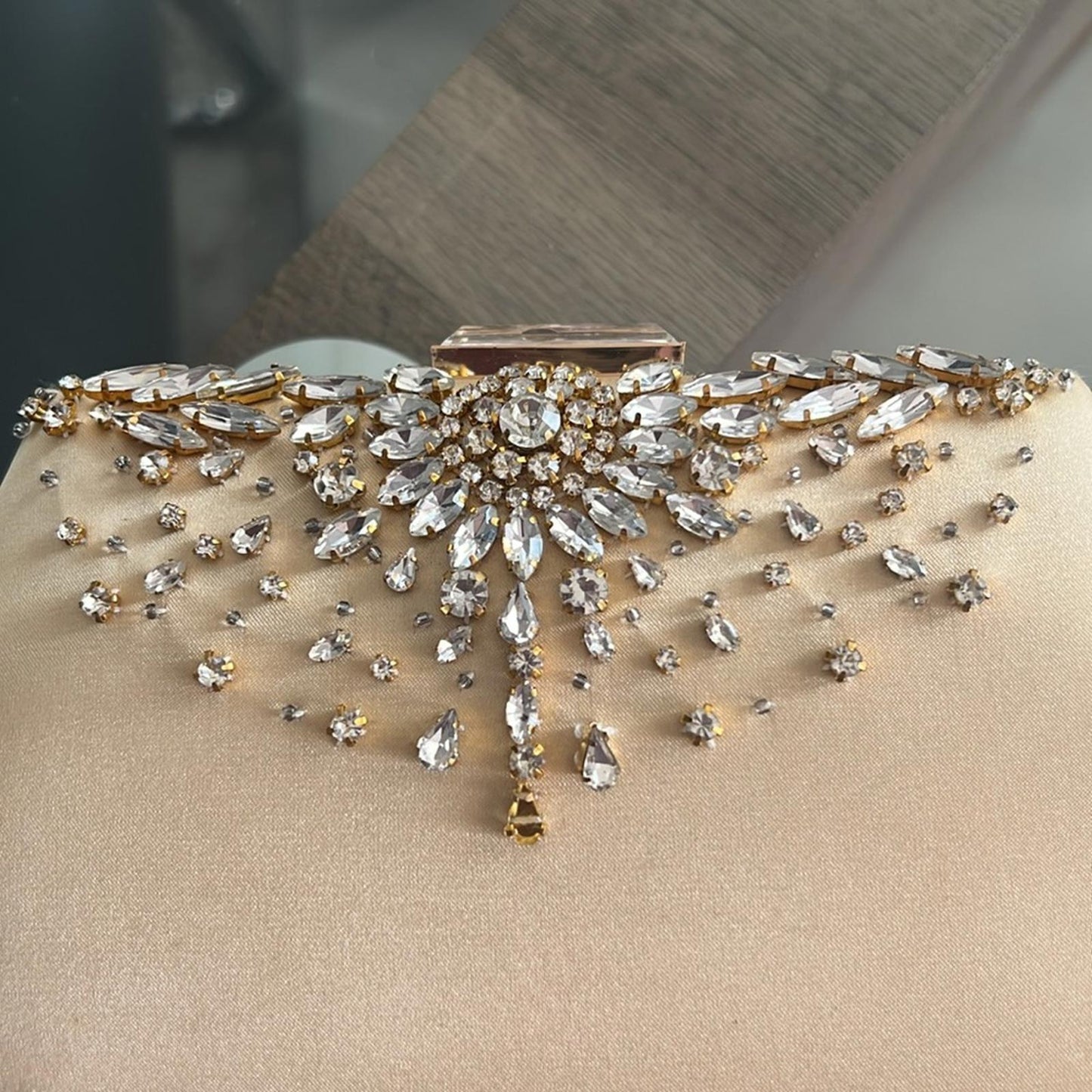 Badgley Mischka Embellished Convertible Clutch in Gold, New w/Tag Retail $179