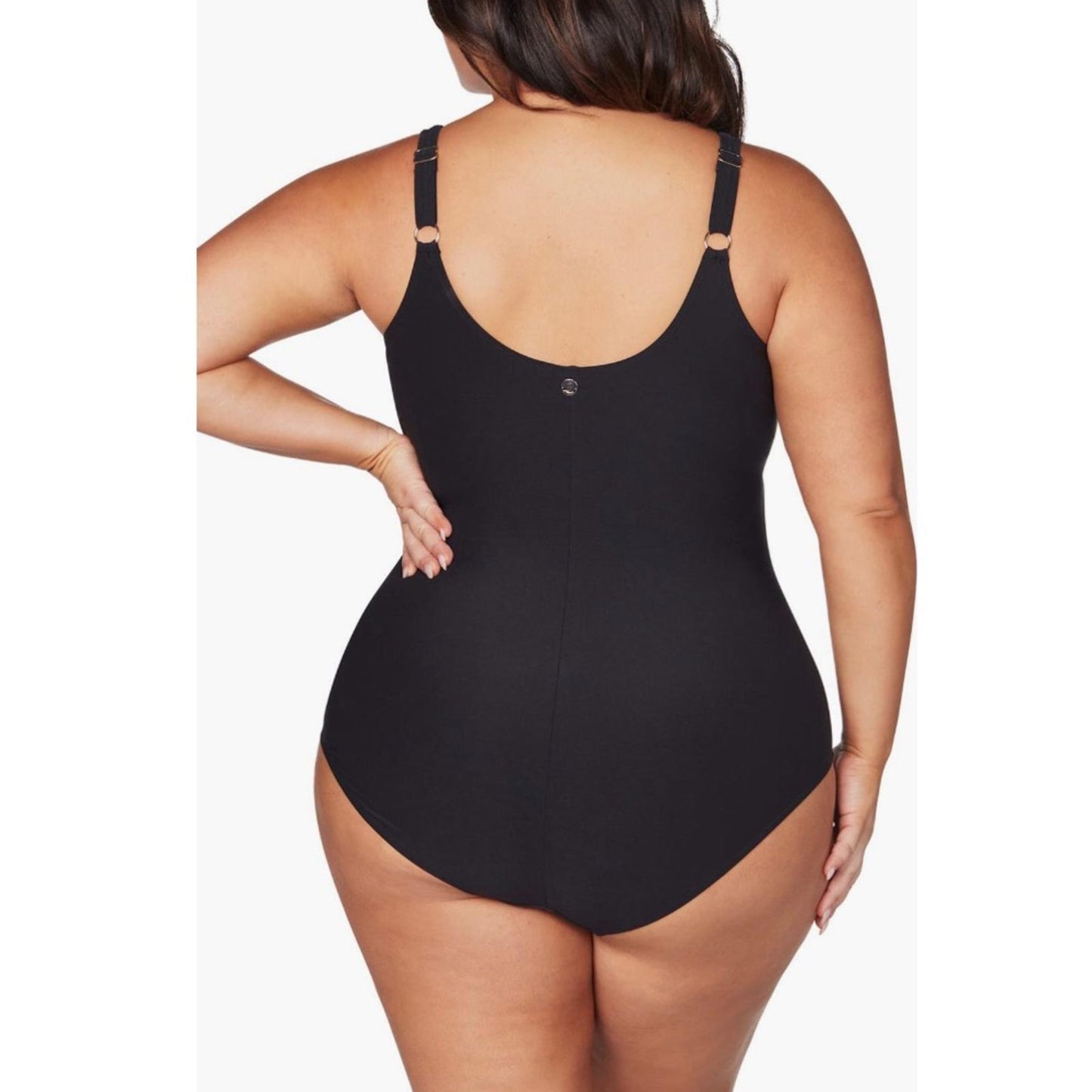 Artesands Hues Delacroix Cross Front One Piece Swimsuit, Black Size 16 New w/Tag
