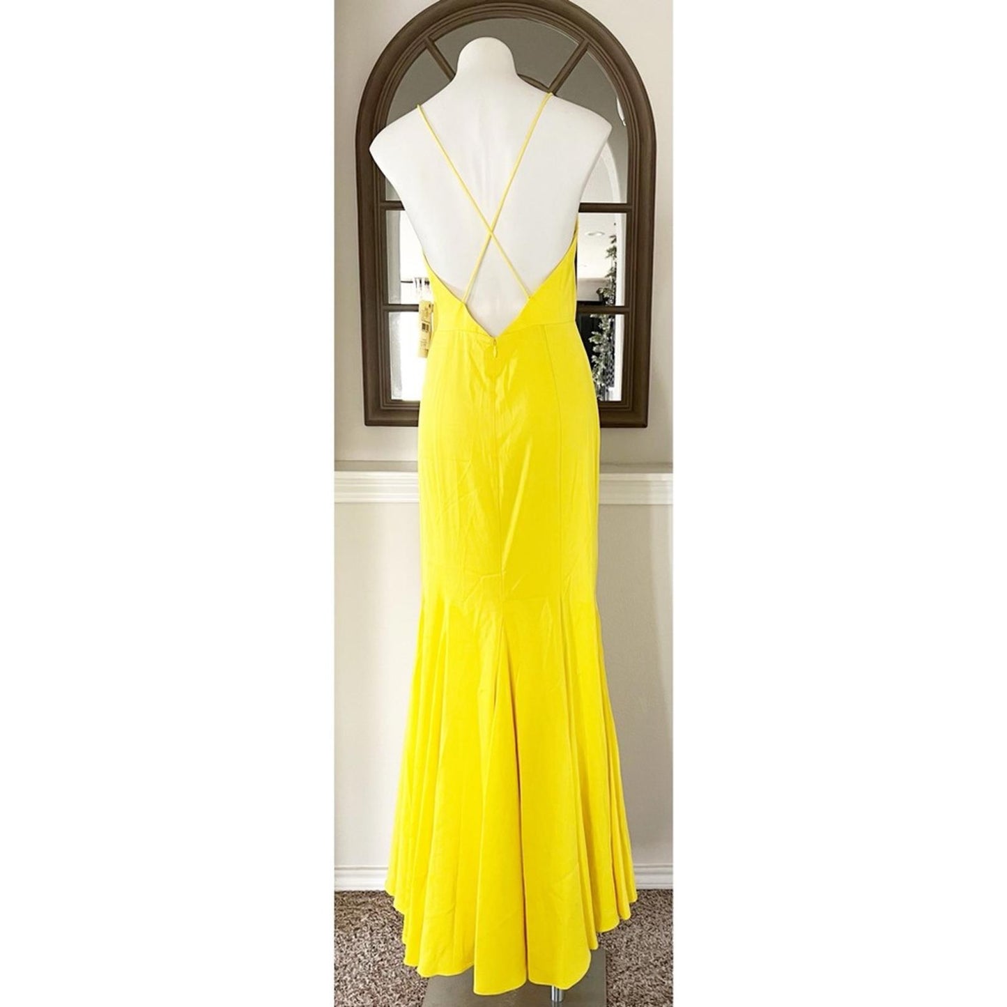 Aidan Mattox V-Neck Mermaid Gown, Evening Dress in Lemon Size 10 NWT $295