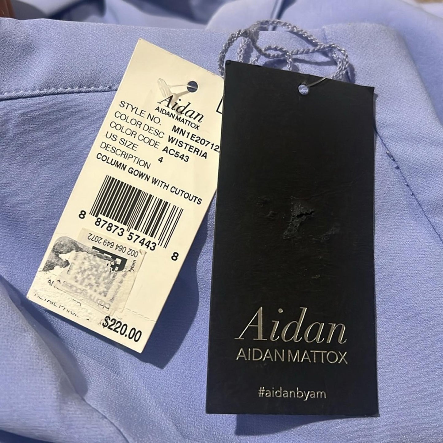 Aidan Mattox Sleeveless Cutout Column Gown in Baby Blue, Size 4 NEW w/Tag $220