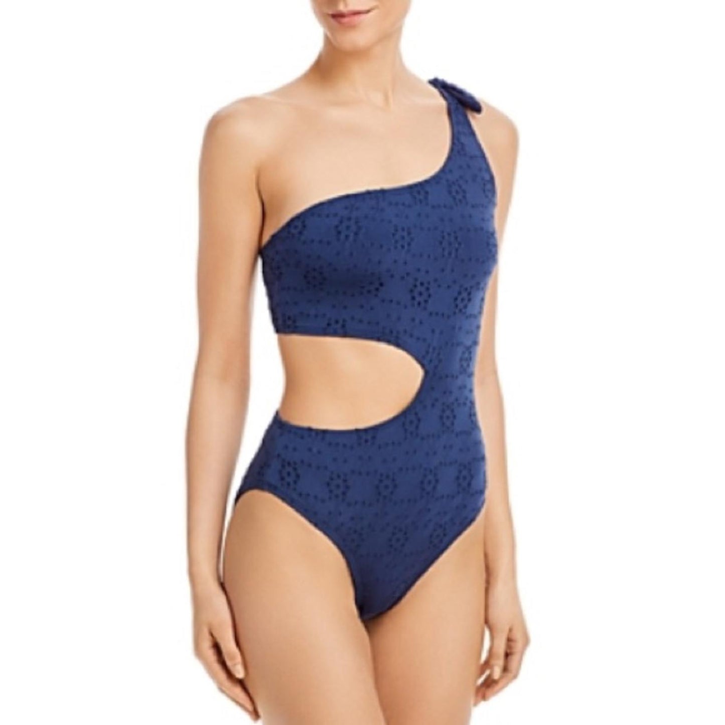 AQUA Swim One Shoulder Side Cutout One Piece Swimsuit in Midnight, Size XL NWT
