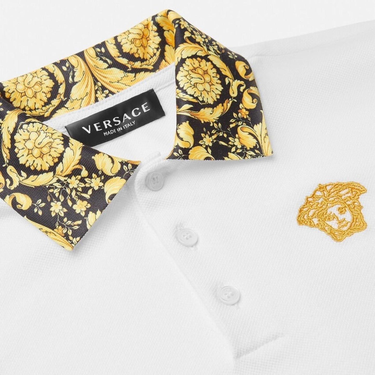 Versace Boys Barocco Logo Polo Shirt in White, Size 12A (152cm) New w/Tag $275