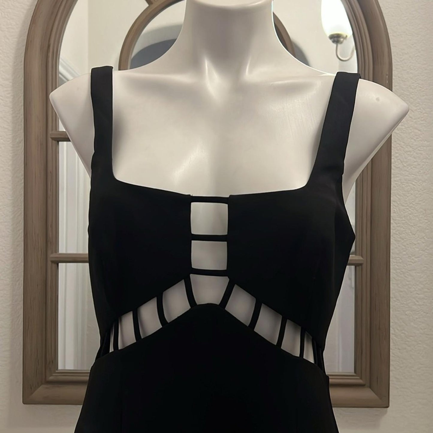 Aidan Mattox Scoop Neck Gown with CutOuts in Black, Size 8 New w/Tag $195