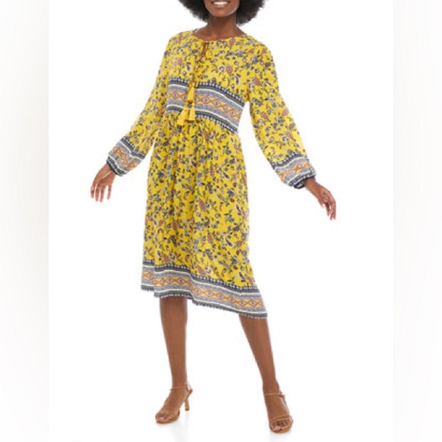 Luxology Women's Boho Border Midi Dress, Size L