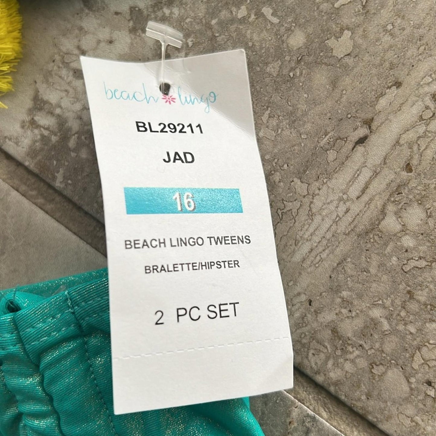 Beach Lingo Mermaid 2-Piece Metallic Turquoise Bikini Swimsuit Size 16 New w/Tag
