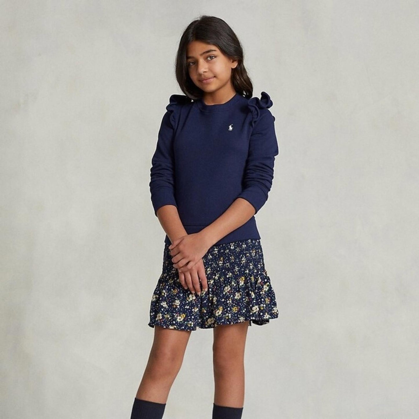 Polo Ralph Lauren Newbury Floral Fleece Sweatshirt Dress Girl’s XL(16) New w/Tag