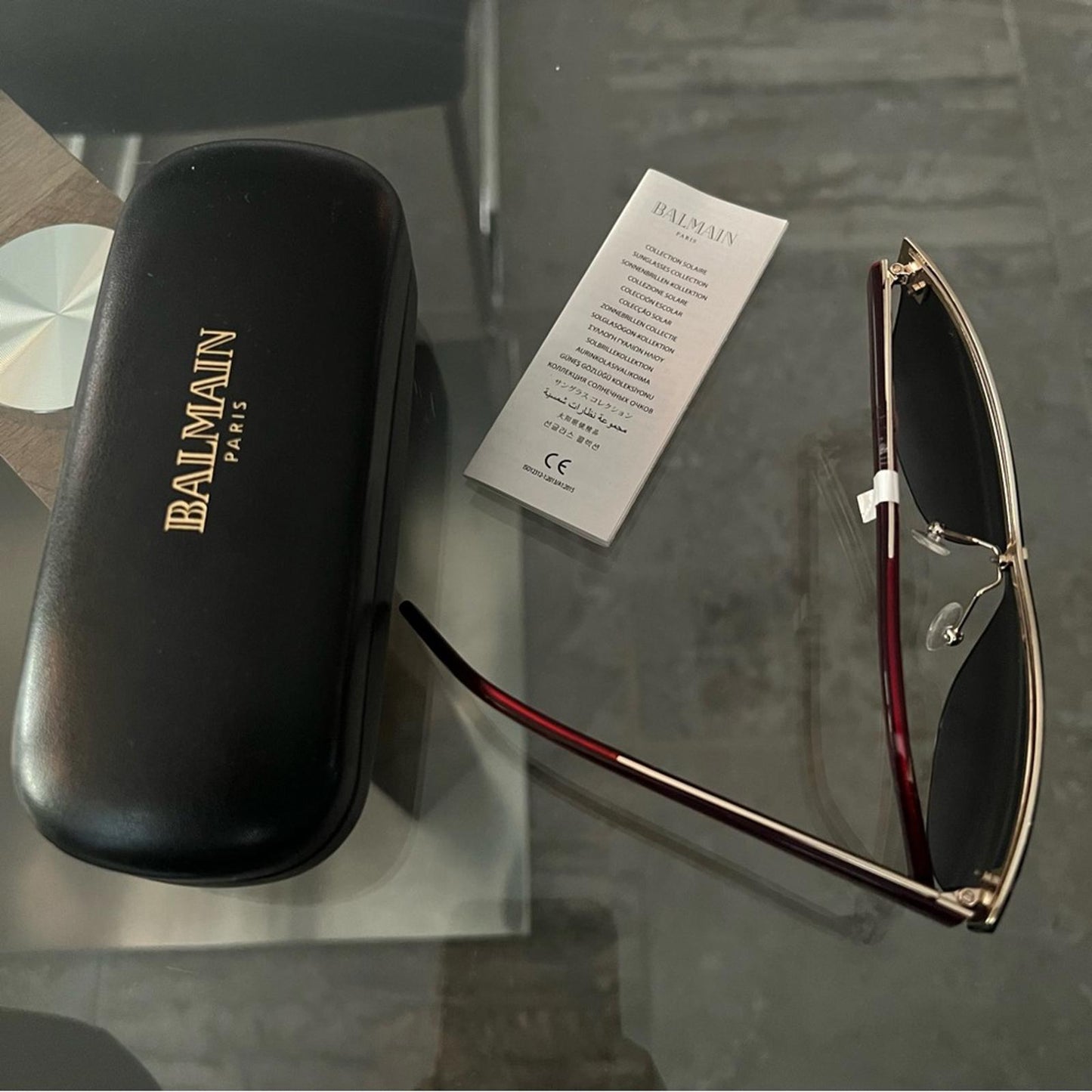 BALMAIN Sunglasses with Red Frames 70MM + Case New w/Tag