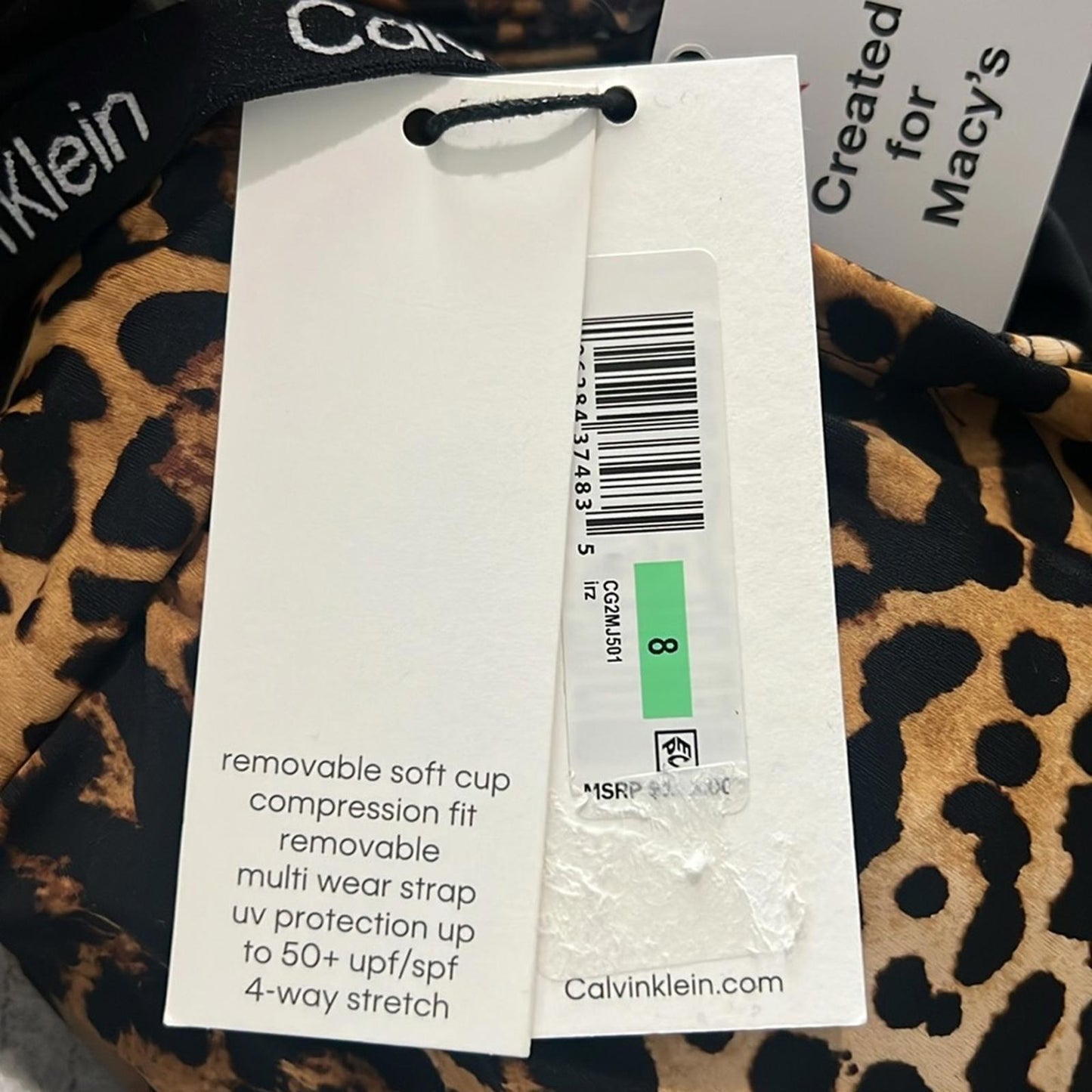 Calvin Klein Leopard-Print Strapless Tummy-Control One-Piece Swimsuit Size 8 NWT