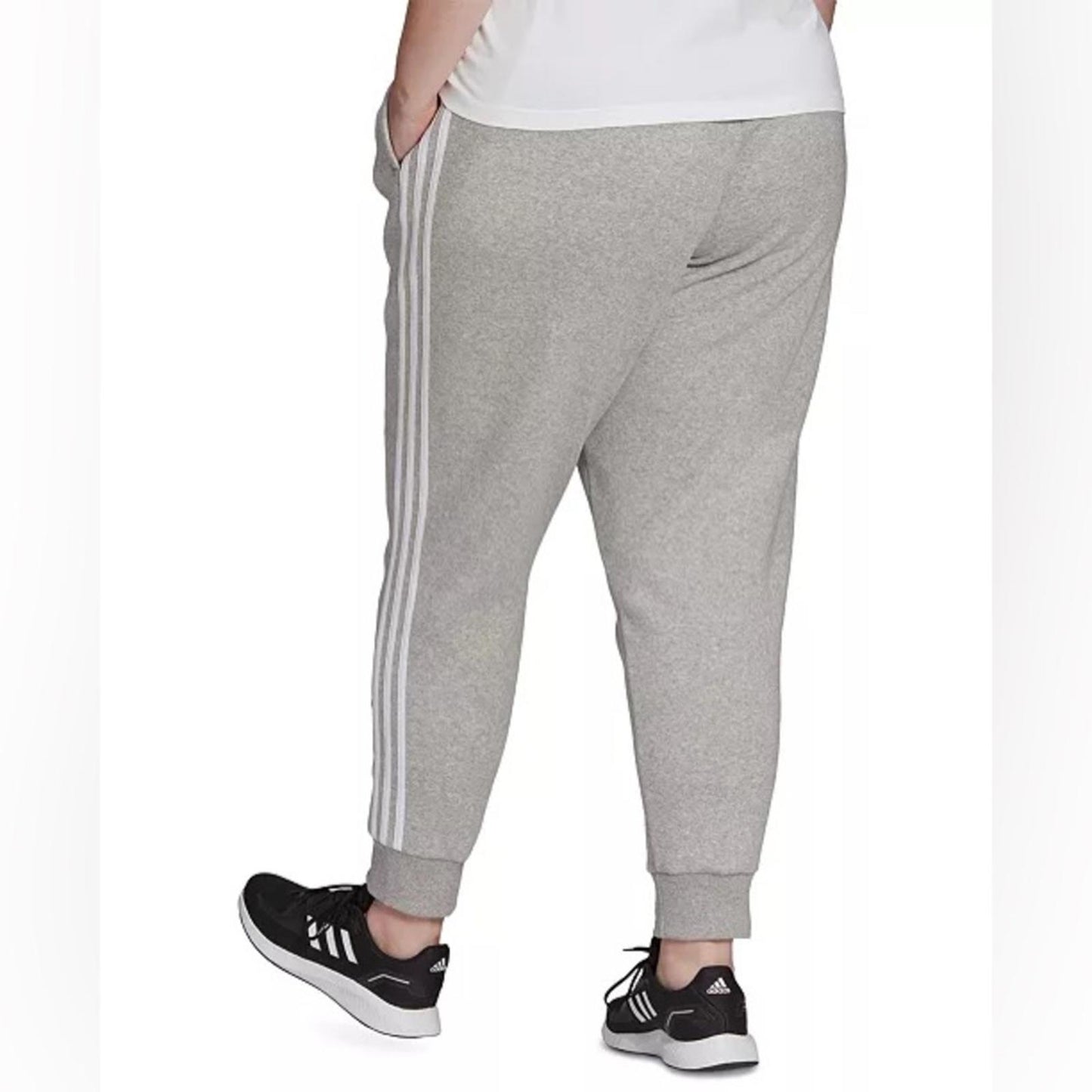 Adidas Essentials Three-Stripes Fleece Joggers, Grey Plus Size 3X New w/Tag