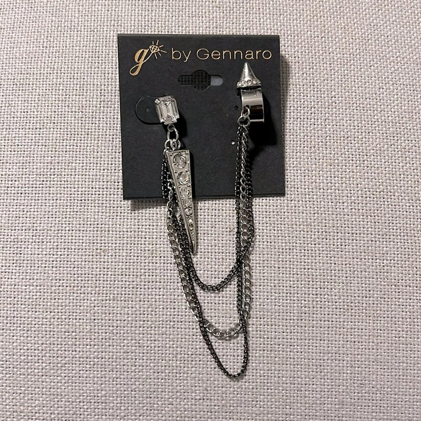 Gennaro Single Long Spike Chain Earring w/Non-Pierced Helix Cuff Earring, NWT