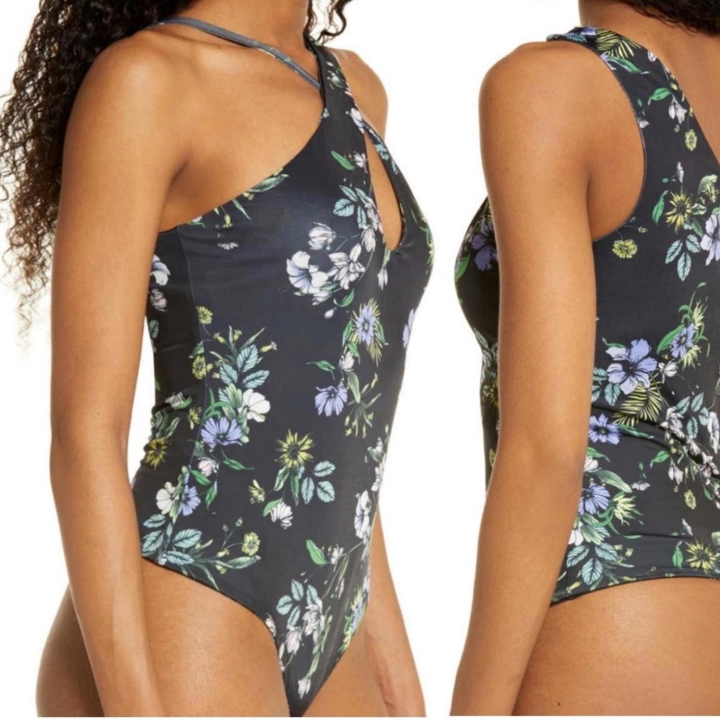 AFRM Bodysuit Celyn Sleeveless, Spring Noir Bouquet Size M New w/o Tag