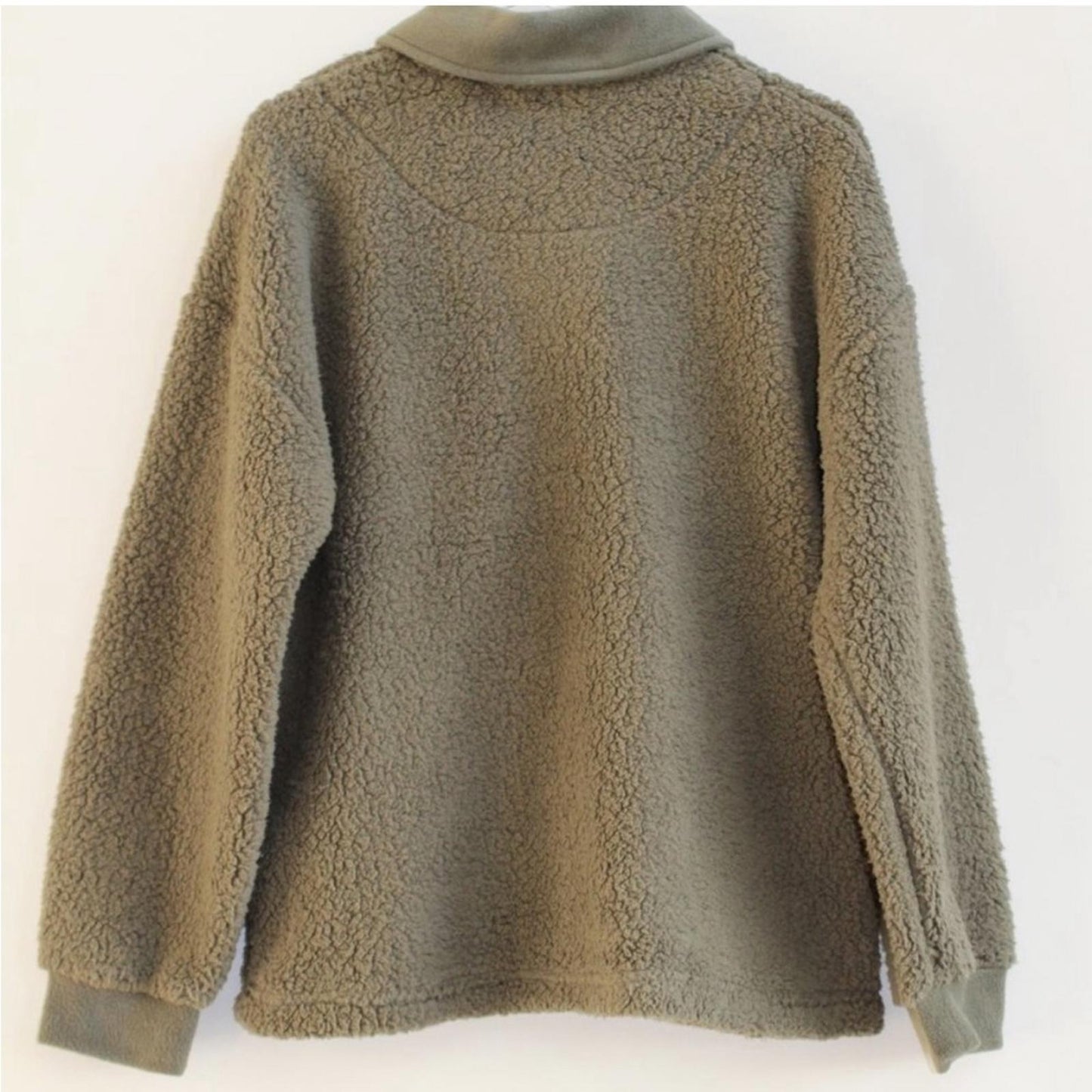 NEW Hippie Rose Juniors' Sherpa Contrast-Trimmed Shacket, Smokey Olive Size XL