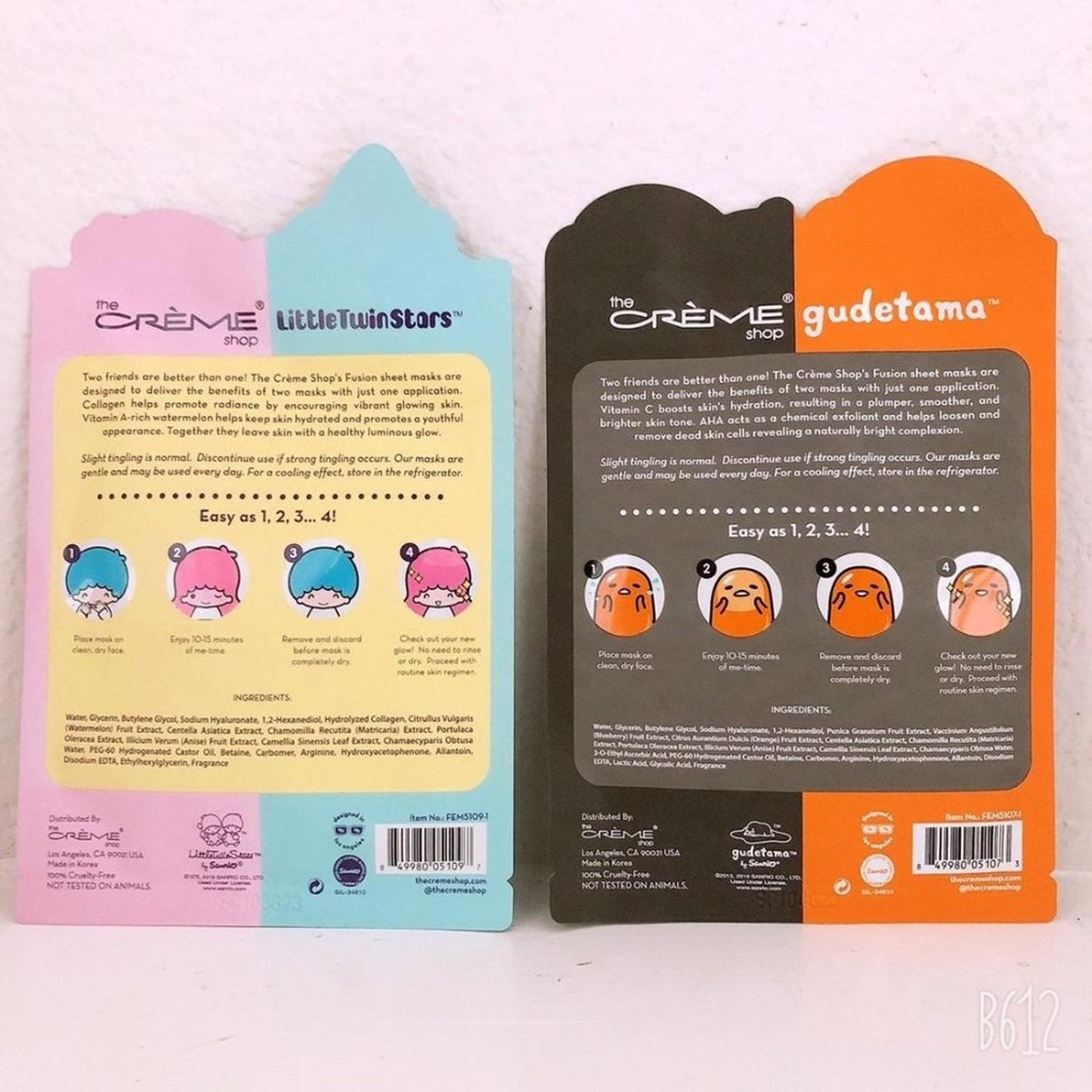 X2 The Crème Shop Fusion Essence Masks: Vitamin C + AHA & Collagen + Watermelon
