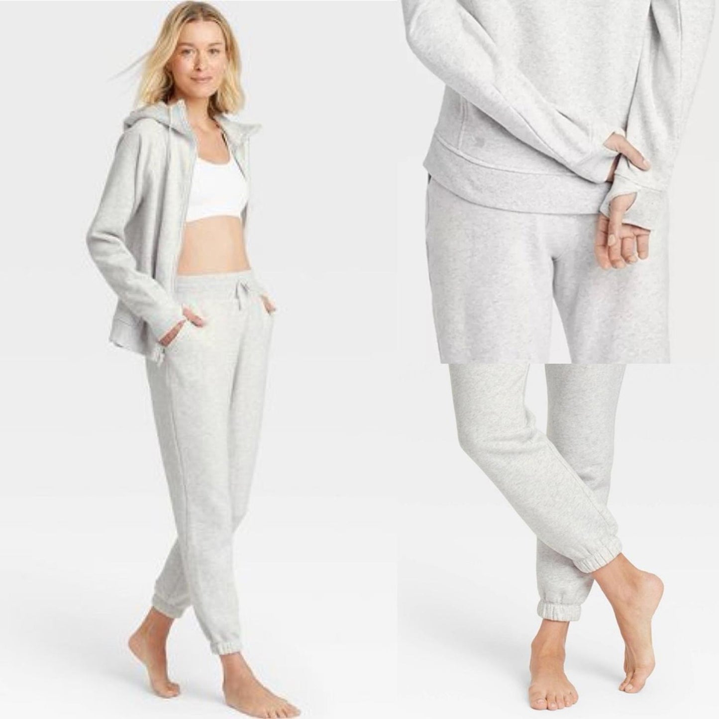 2-Piece Set All in Motion Fleece Joggers + Full Zip Hoodie Sweatshirt Size S NWT