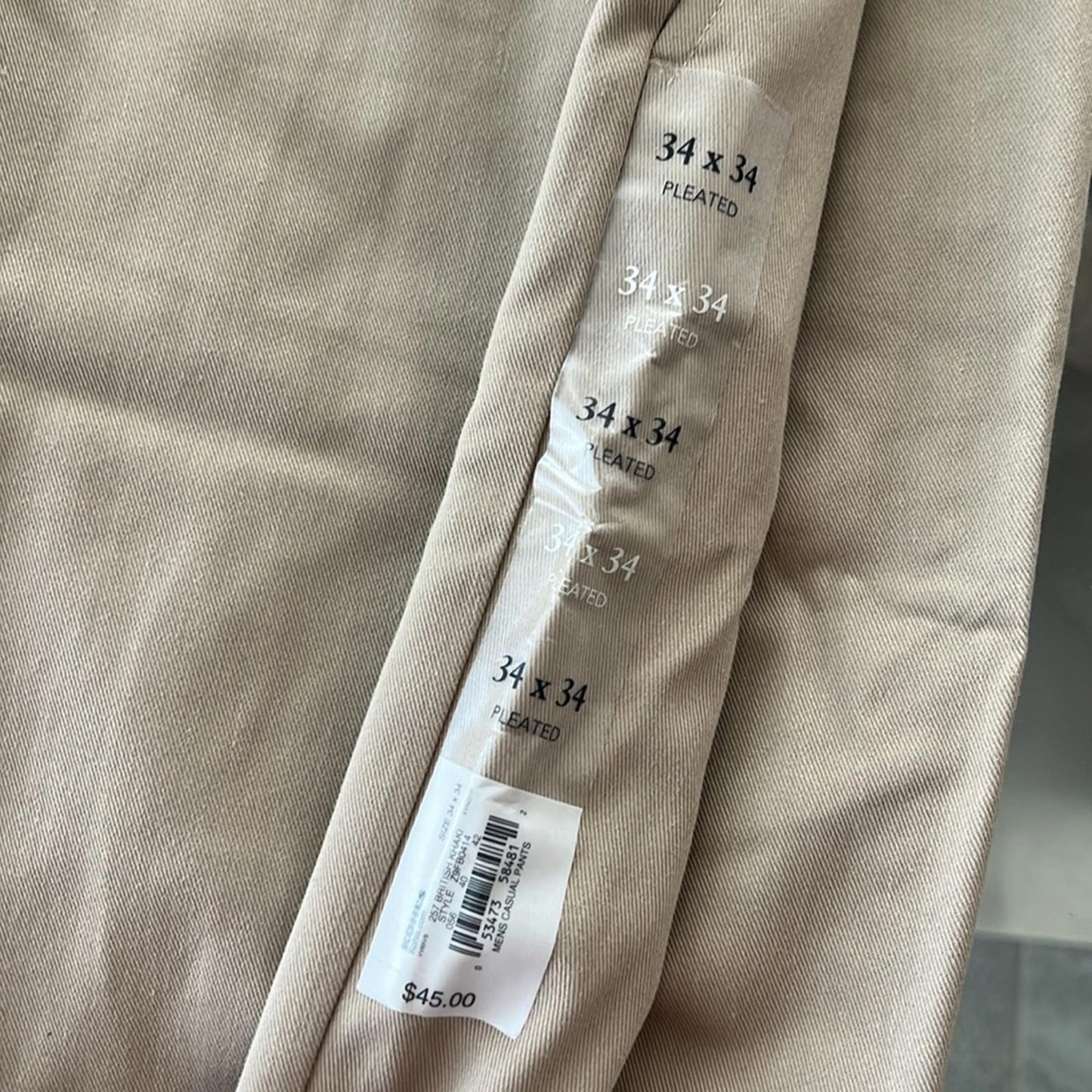 Croft & Barrow British Khaki Men’s Casual Pants, Size 34 X 34 New w/Tag