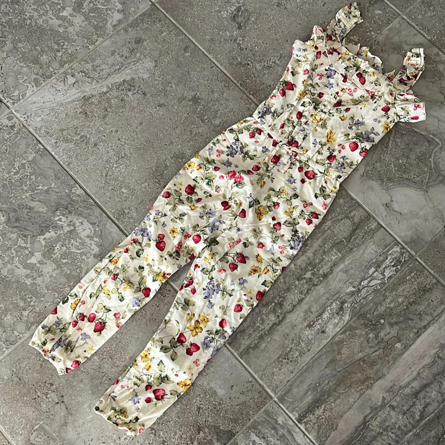 Ralph Lauren Floral & Fruit-Print Cotton Batiste Jumpsuit, Cottage New w/Tag