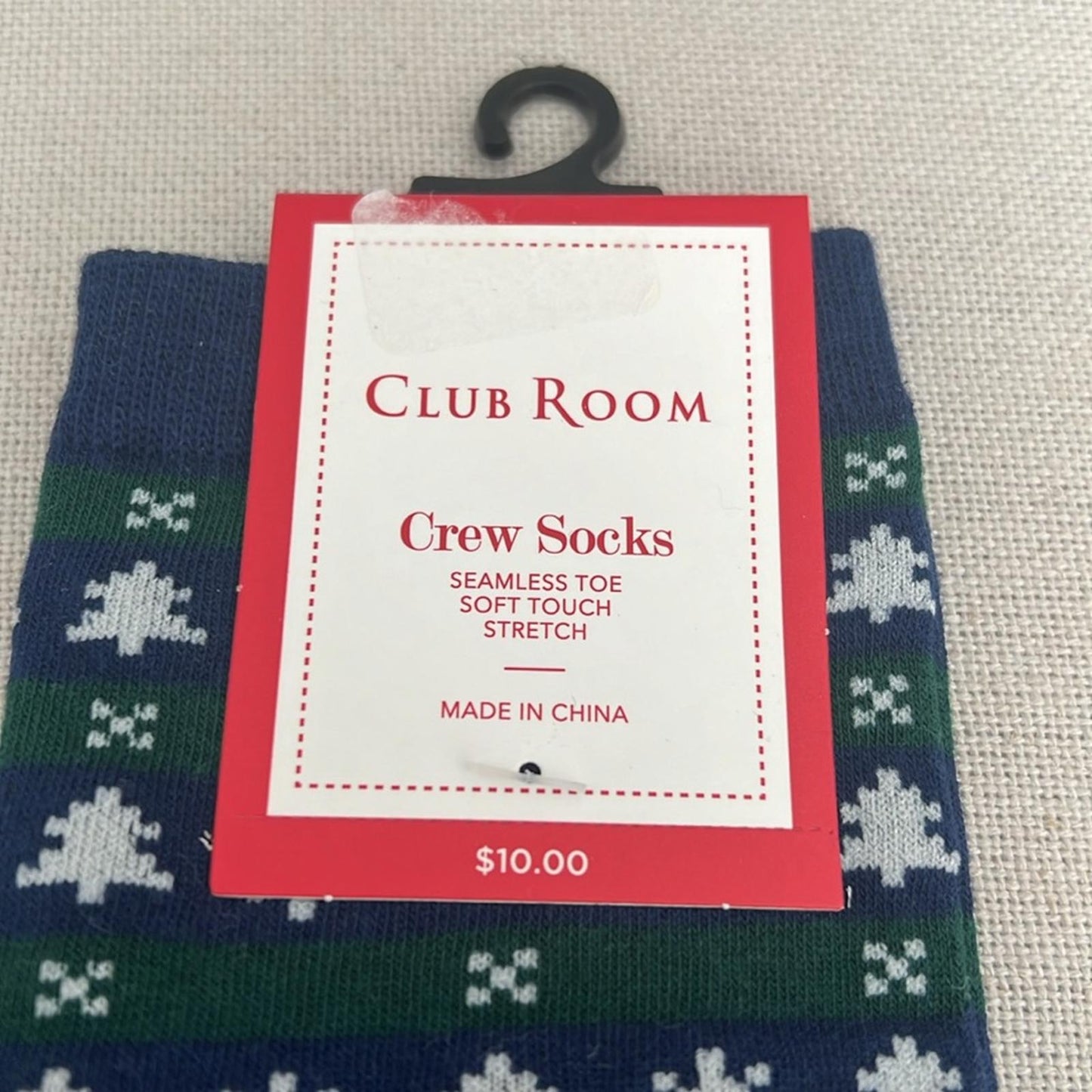 X2 Club Room Pine Trees Crew Socks, Soft Touch Stretch One Size New w/Tag