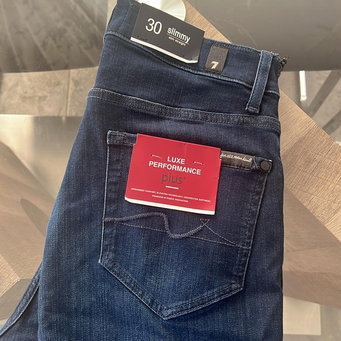 7 For All Mankind Luxe Performance Plus Slimmy Slim Fit Jeans Blue, Size 30 NWT