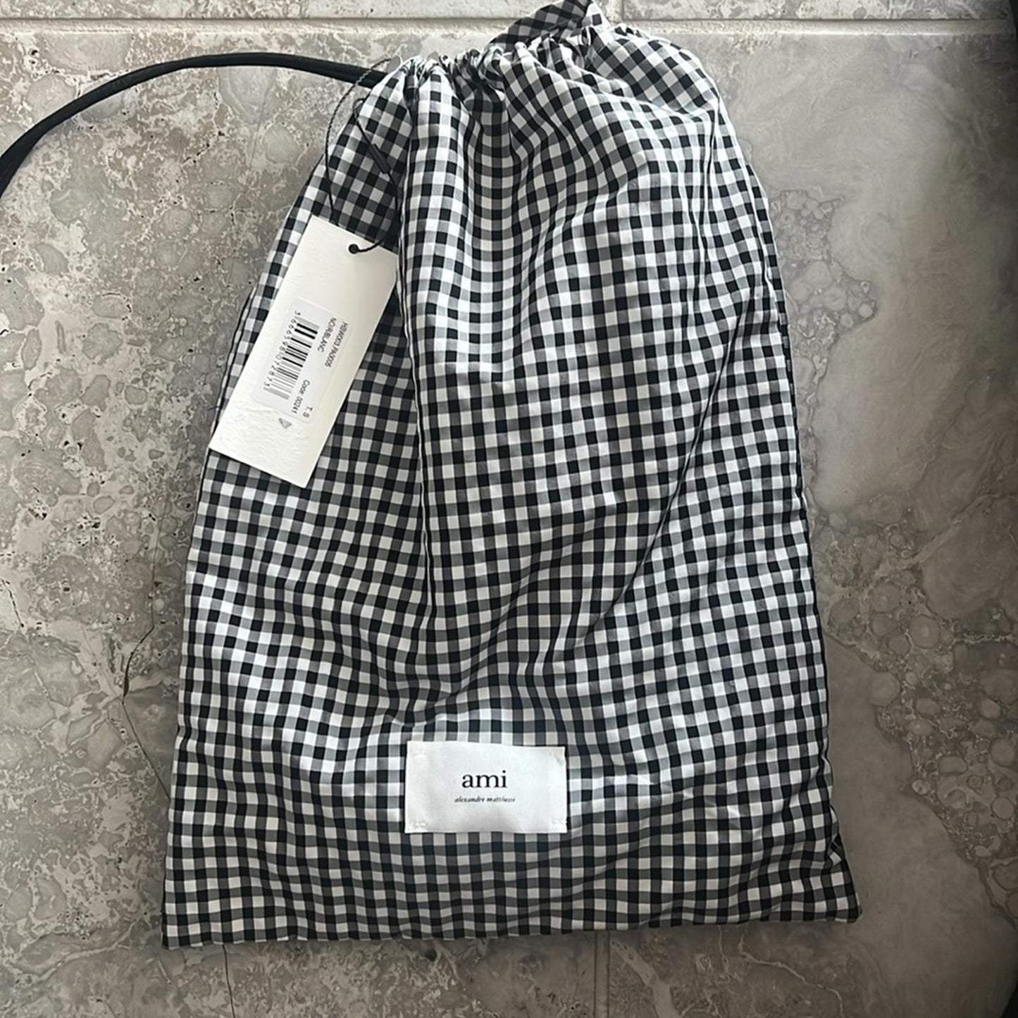AMI Alexandre Mattiussi Checked Swim Shorts w/Bag in Black/White Size S NEW