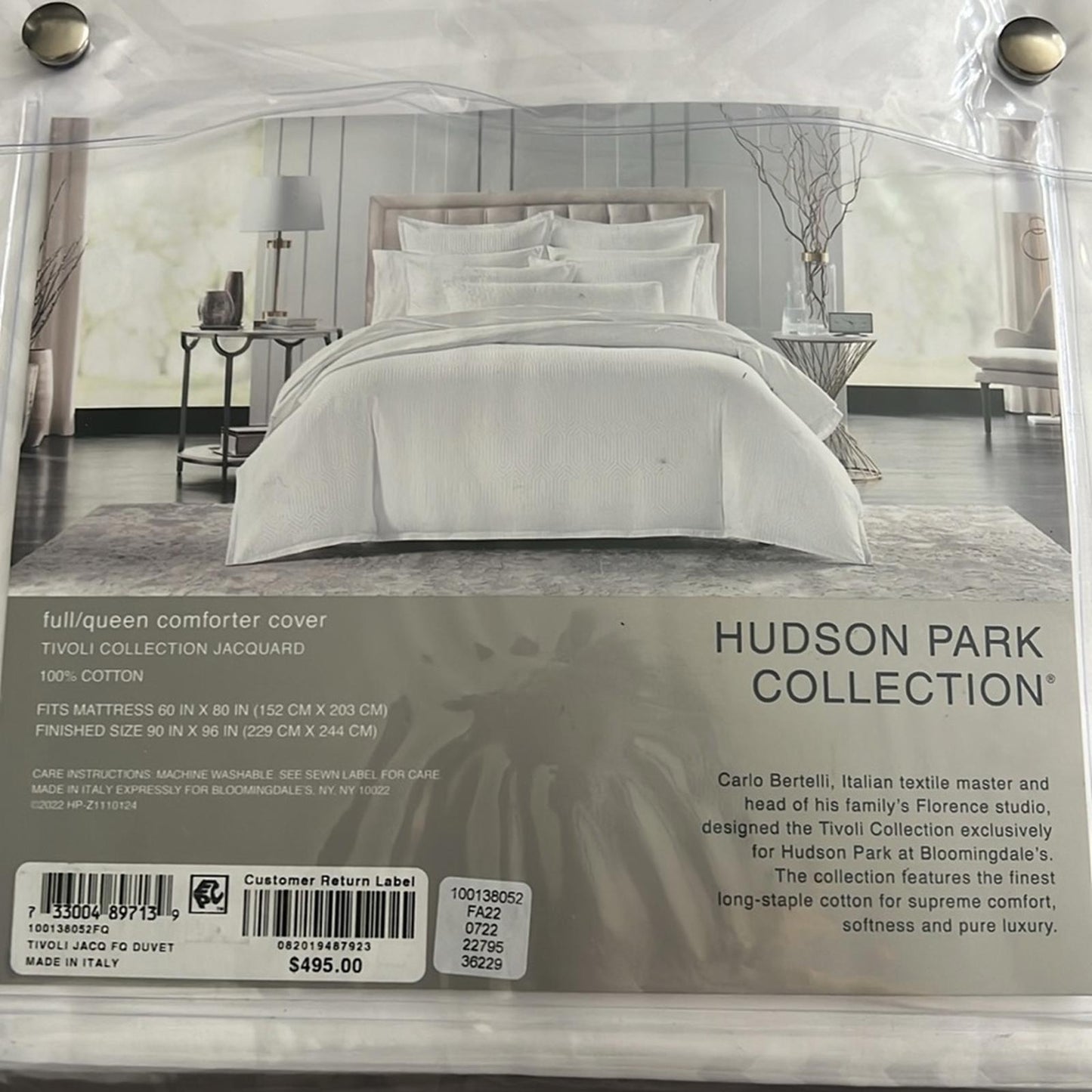 3-Pc Hudson Park Collection Italian Tivoli Jacquard Duvet + 2Shams Sz Queen $855