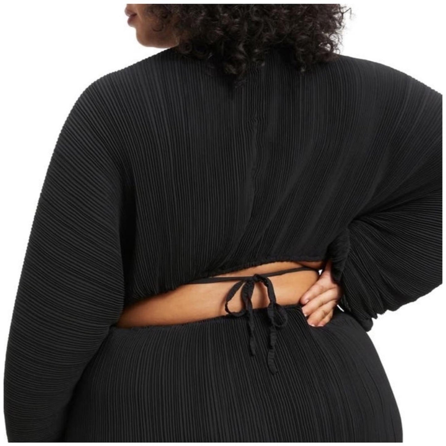 NWT Good American Plissé Sculpted Long Sleeve Cutout Mini Dress, Size 3/4 $150