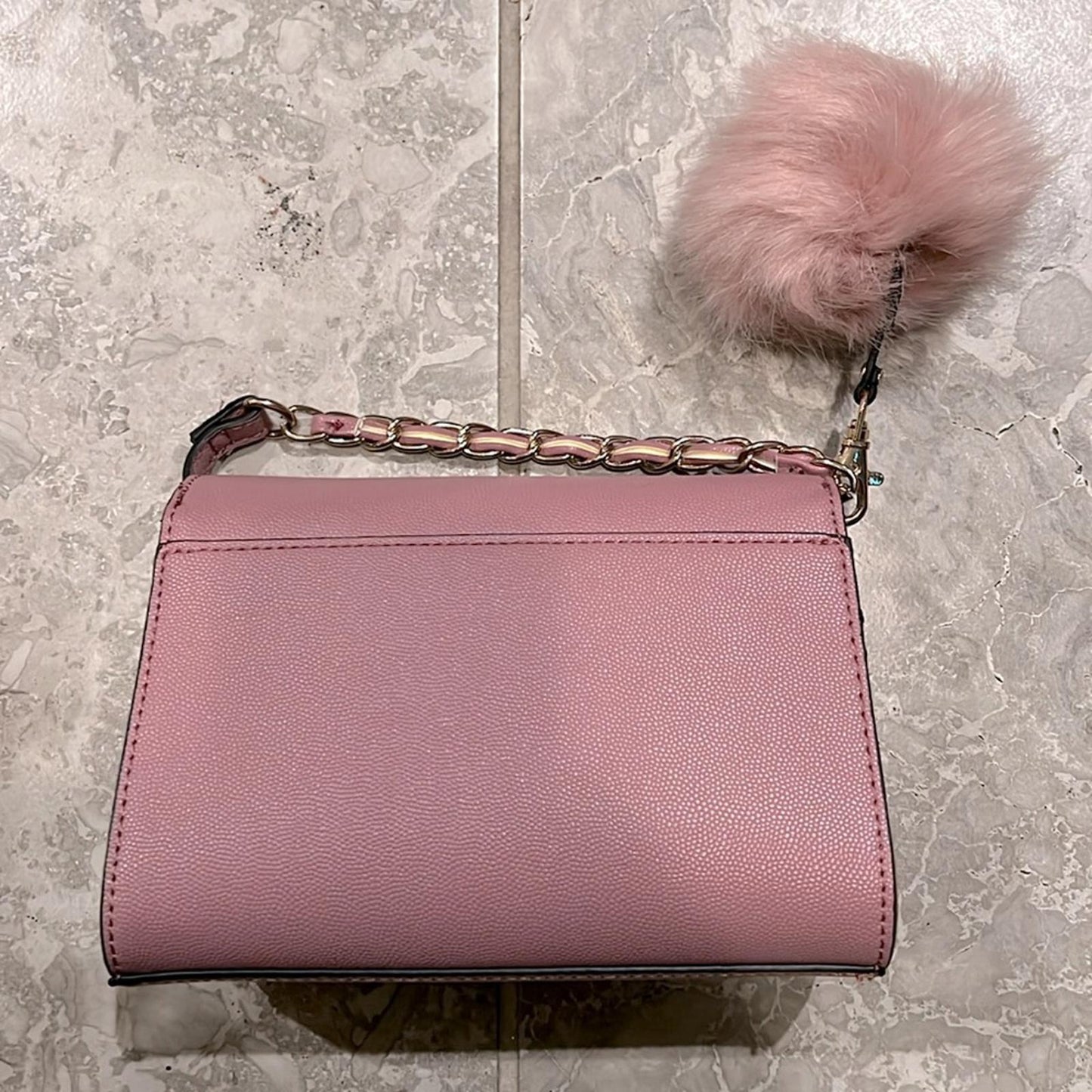 Aldo Astoewiel Crossbody Bag with Faux Fur Keychain in Pink