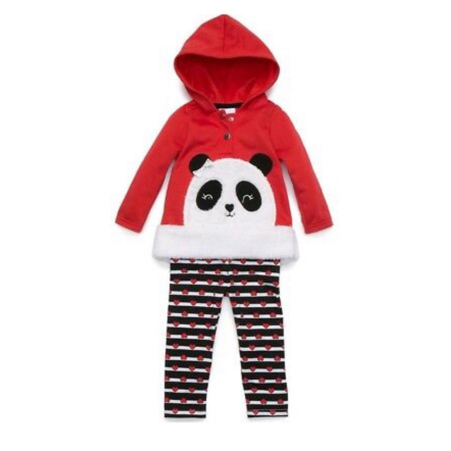 Nannette Kids 2-pc Red Panda Bear Faux Fur Matching Hoodie & Pants, 6-9Mos NWT