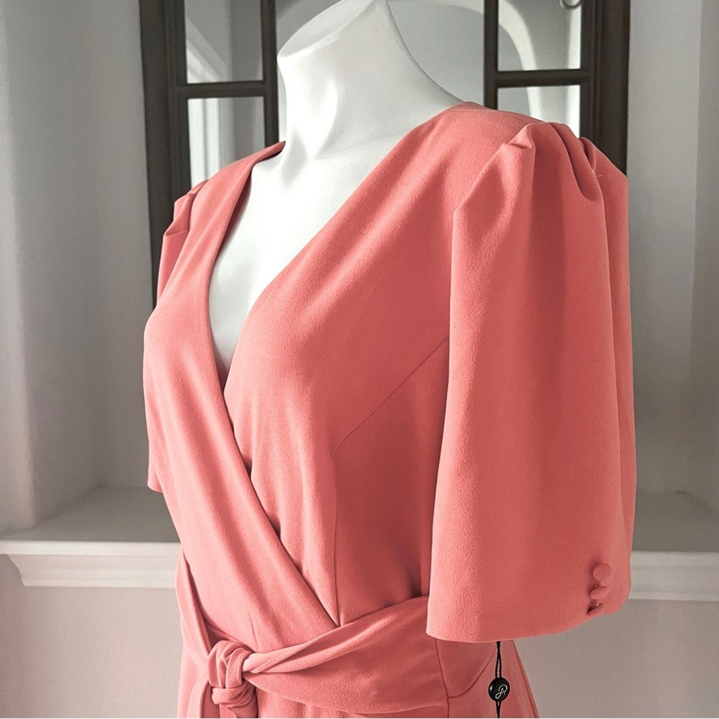 Adrianna Papell Crepe Surplice V-Neck Tie Front Faux Wrap Dress Size 18 NWT $139