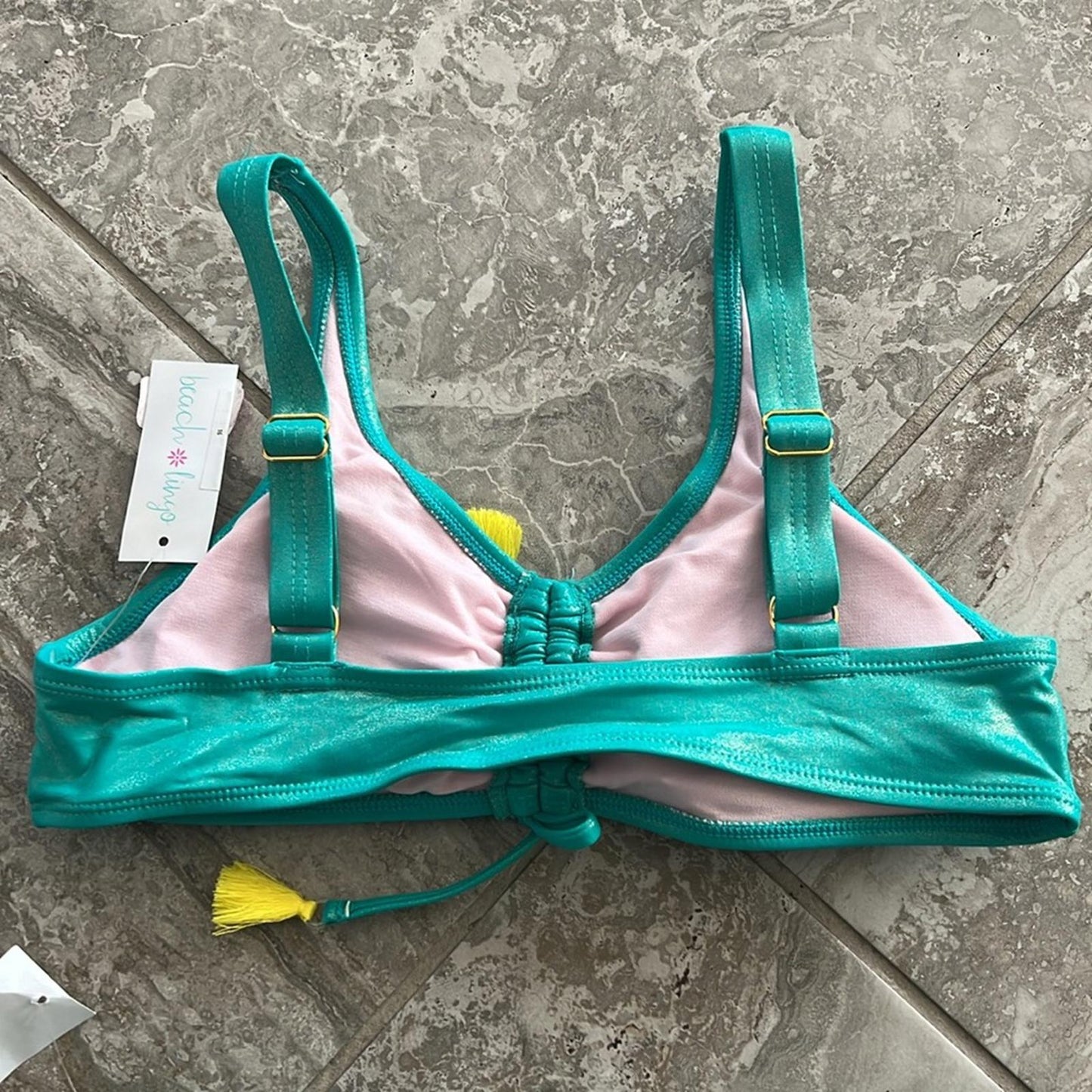 Beach Lingo Mermaid 2-Piece Metallic Turquoise Bikini Swimsuit Size 16 New w/Tag