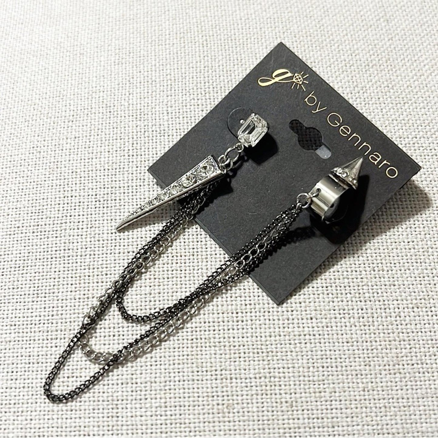 Gennaro Single Long Spike Chain Earring w/Non-Pierced Helix Cuff Earring, NWT