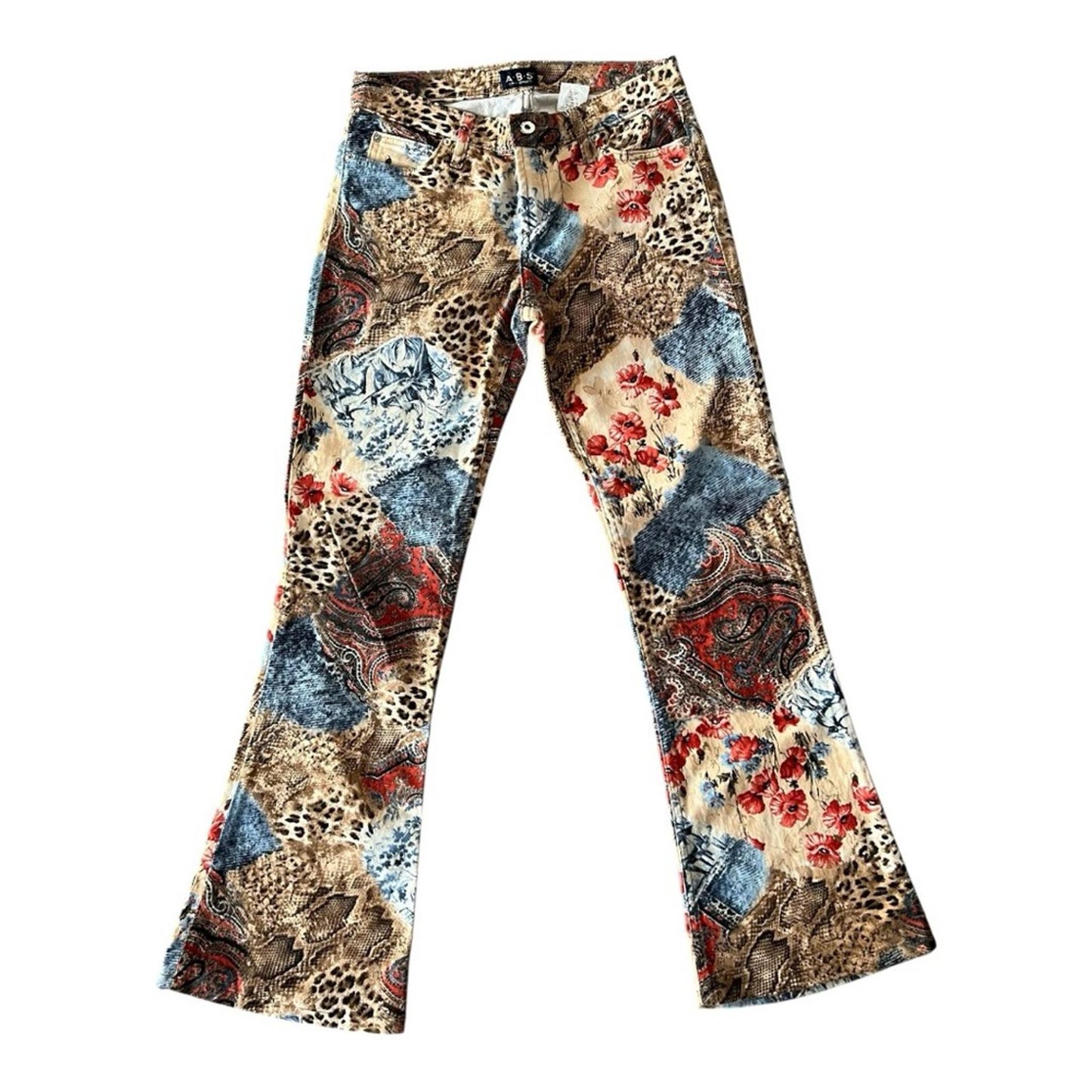 A.B.S. Allen Schwartz Paisley Animal Print Bell-Bottom Pants Size 30 EXCELLENT