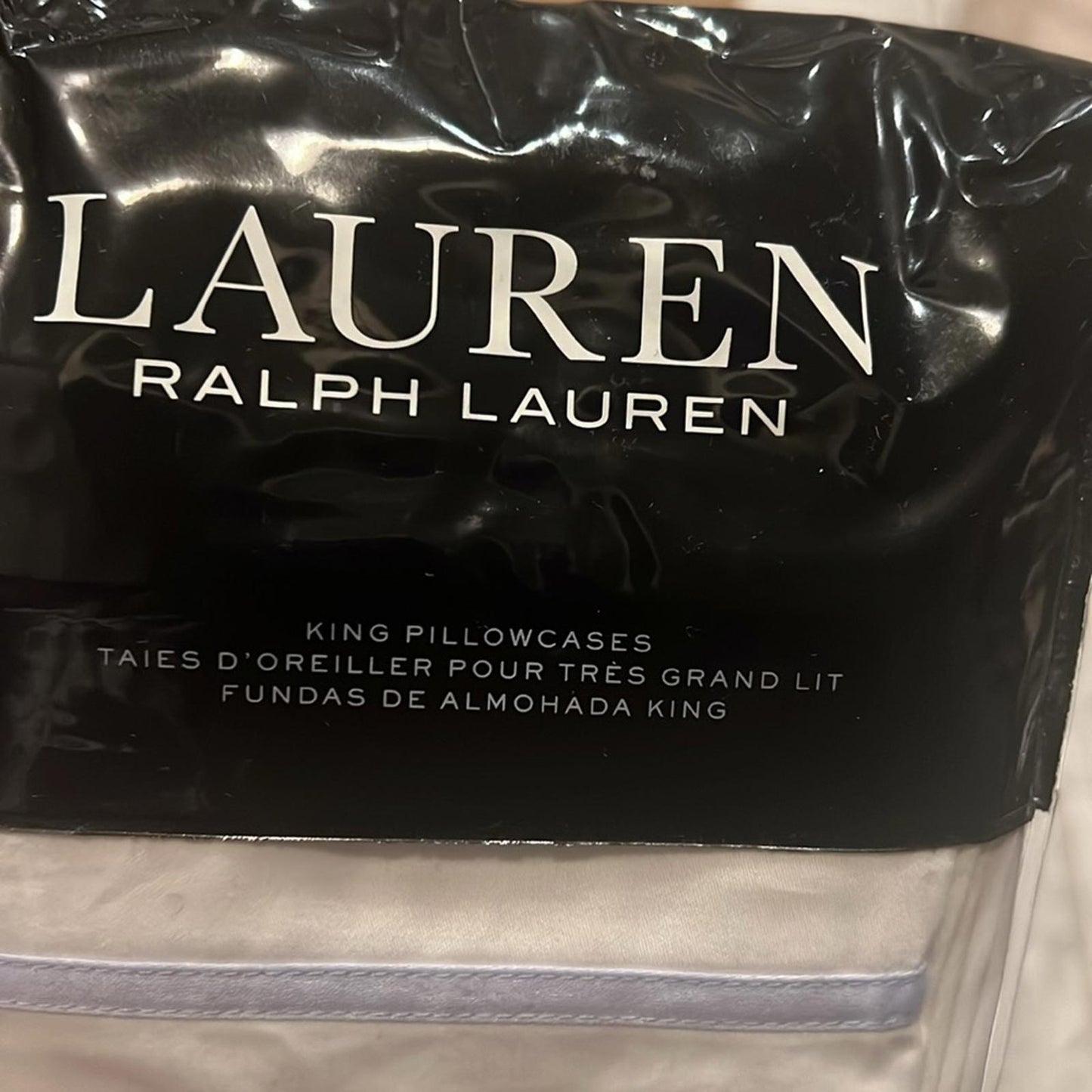 X2 Ralph Lauren KING Spencer Sateen Border Shams in Blue Conflower New w/Tag