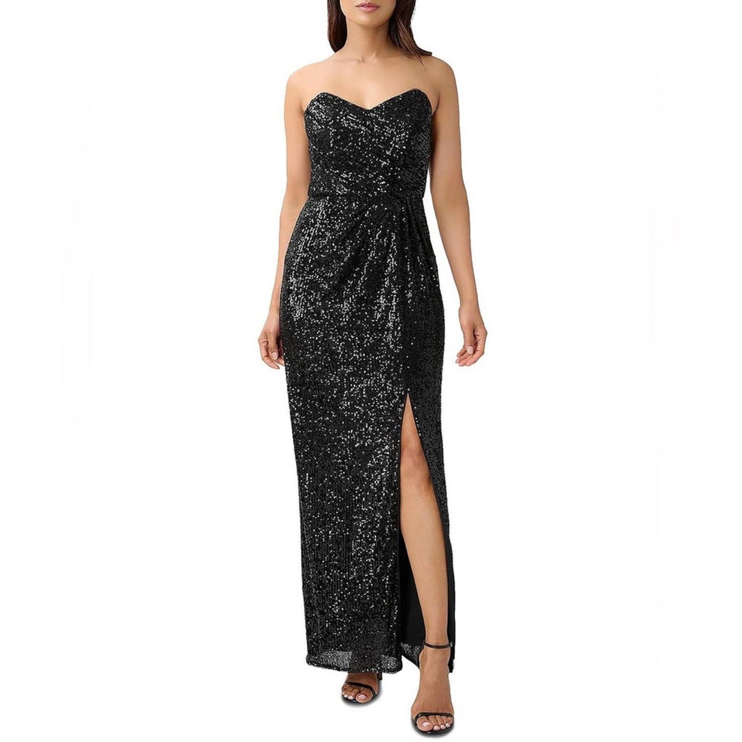 Aidan Mattox Sequined Strapless Dress, Black Size 4 New w/Tag Retail $295